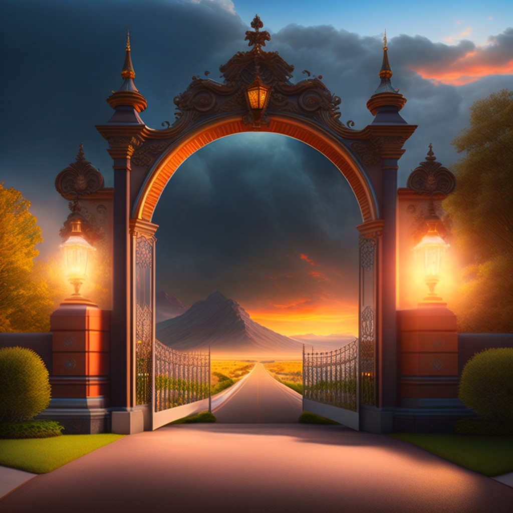 Lexica - A glorious depiction of the front gates of heaven. Clouds of ...