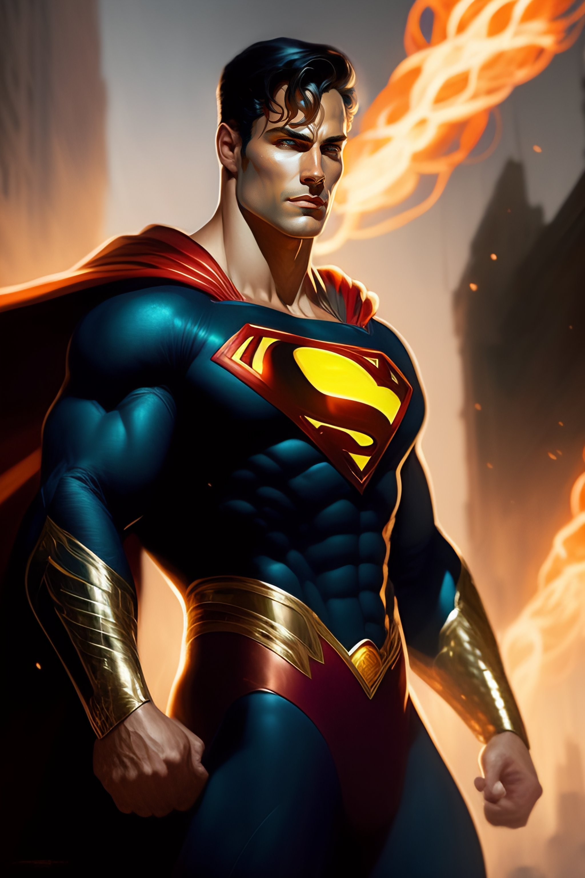 Lexica - The image shows Superman standing in the center of the frame ...