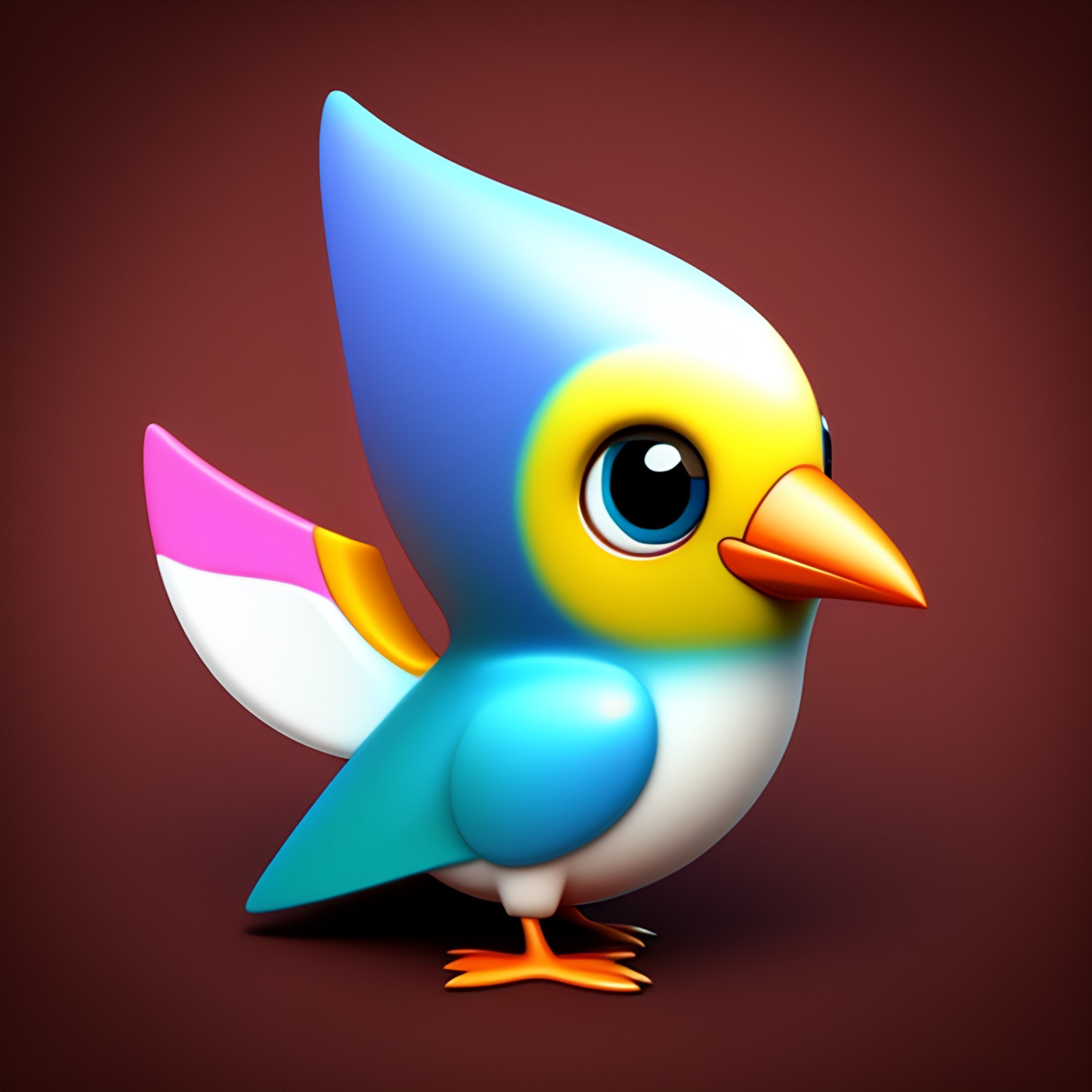 Lexica - 3d, cartoon, baby twitter bird mascot, small wings, as a fireman