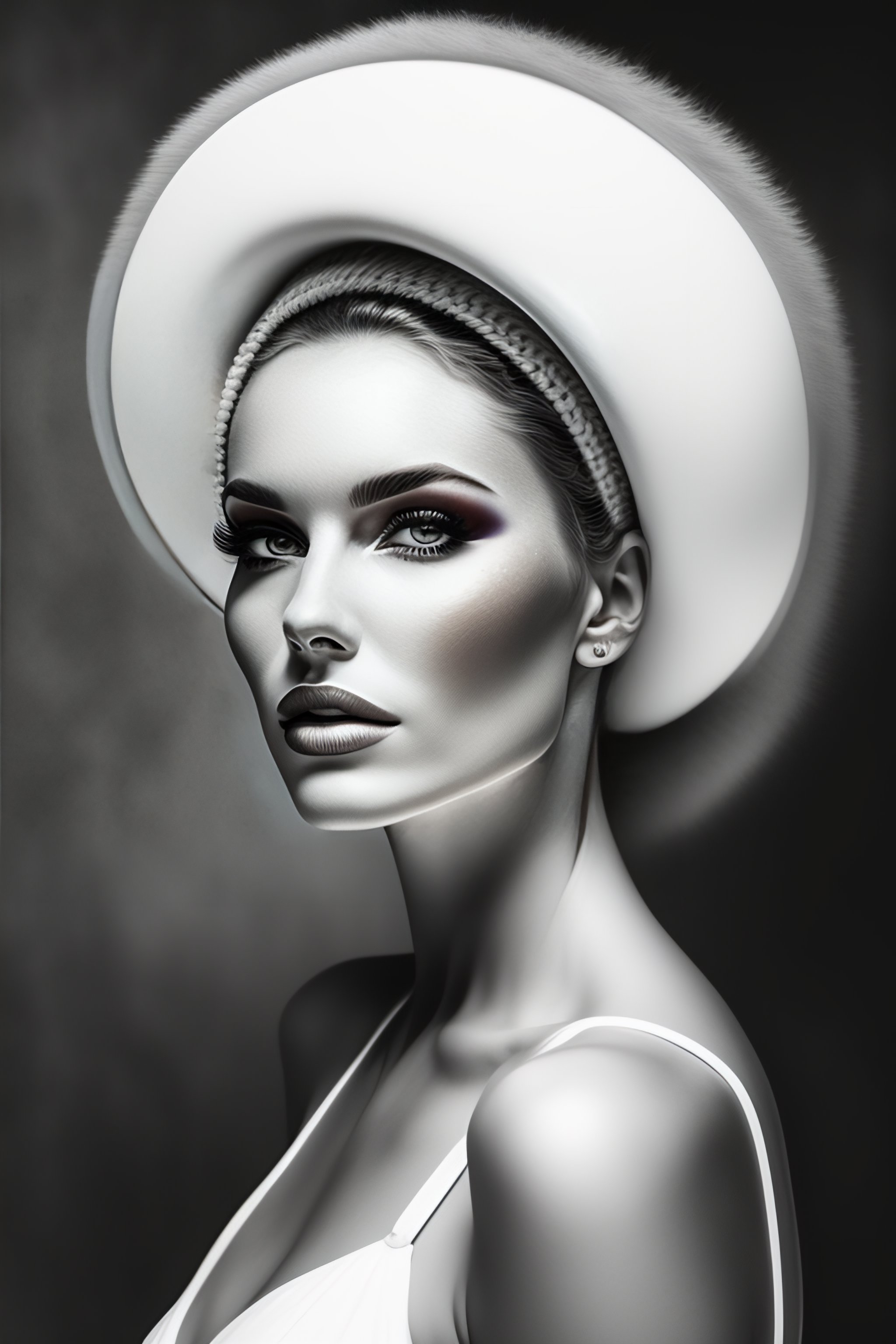 Lexica Spray painted white woman with head garment; monochromatic