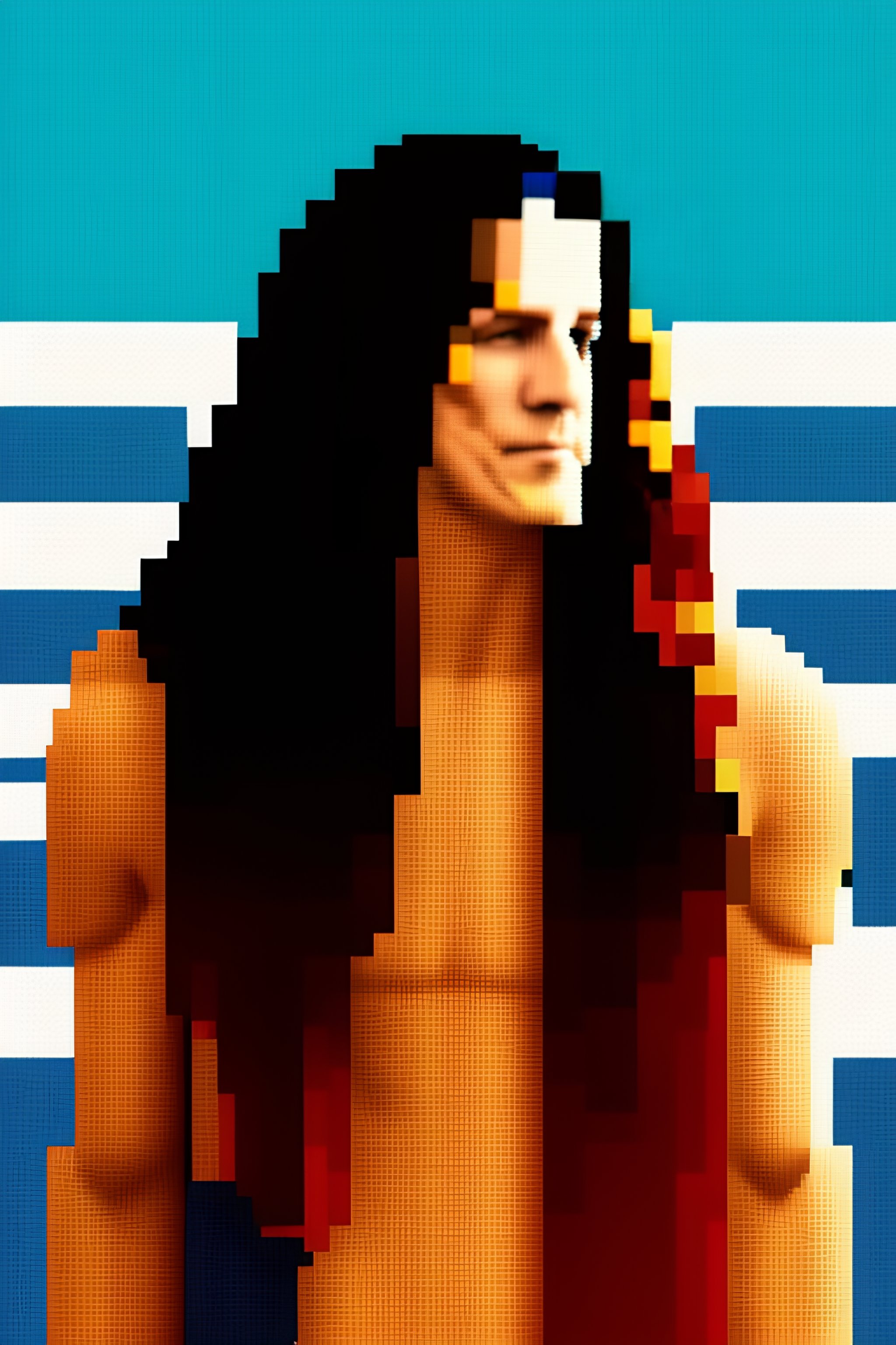 Lexica Man With Long Curly Hair Pixel Art