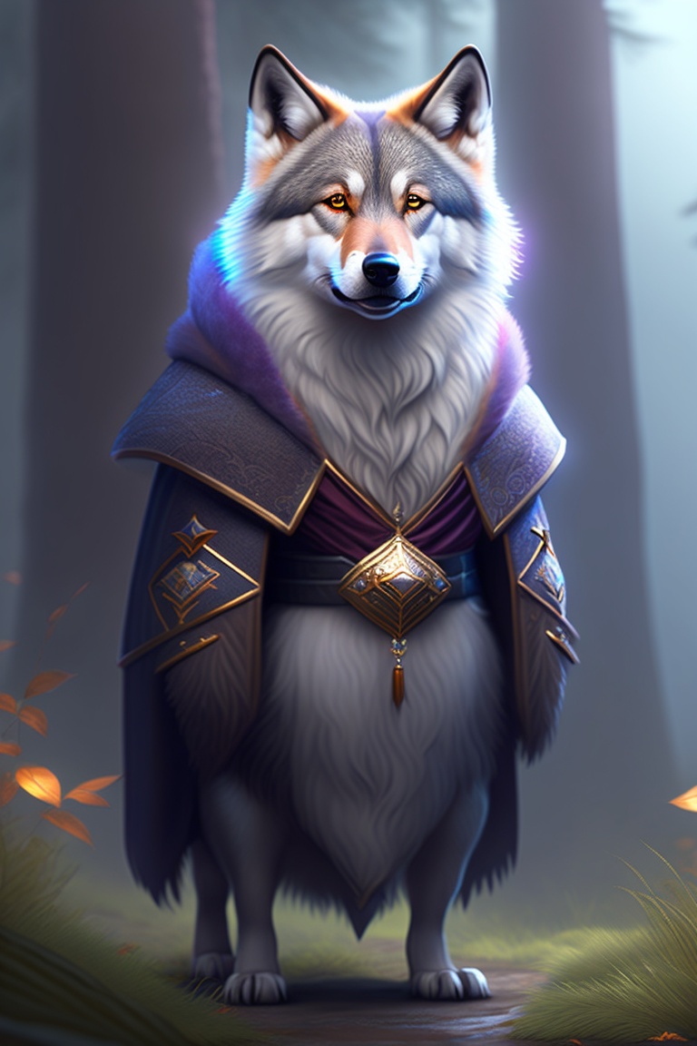 Lexica - Character design, sinister sorcerer wolf, ethereal fog ...