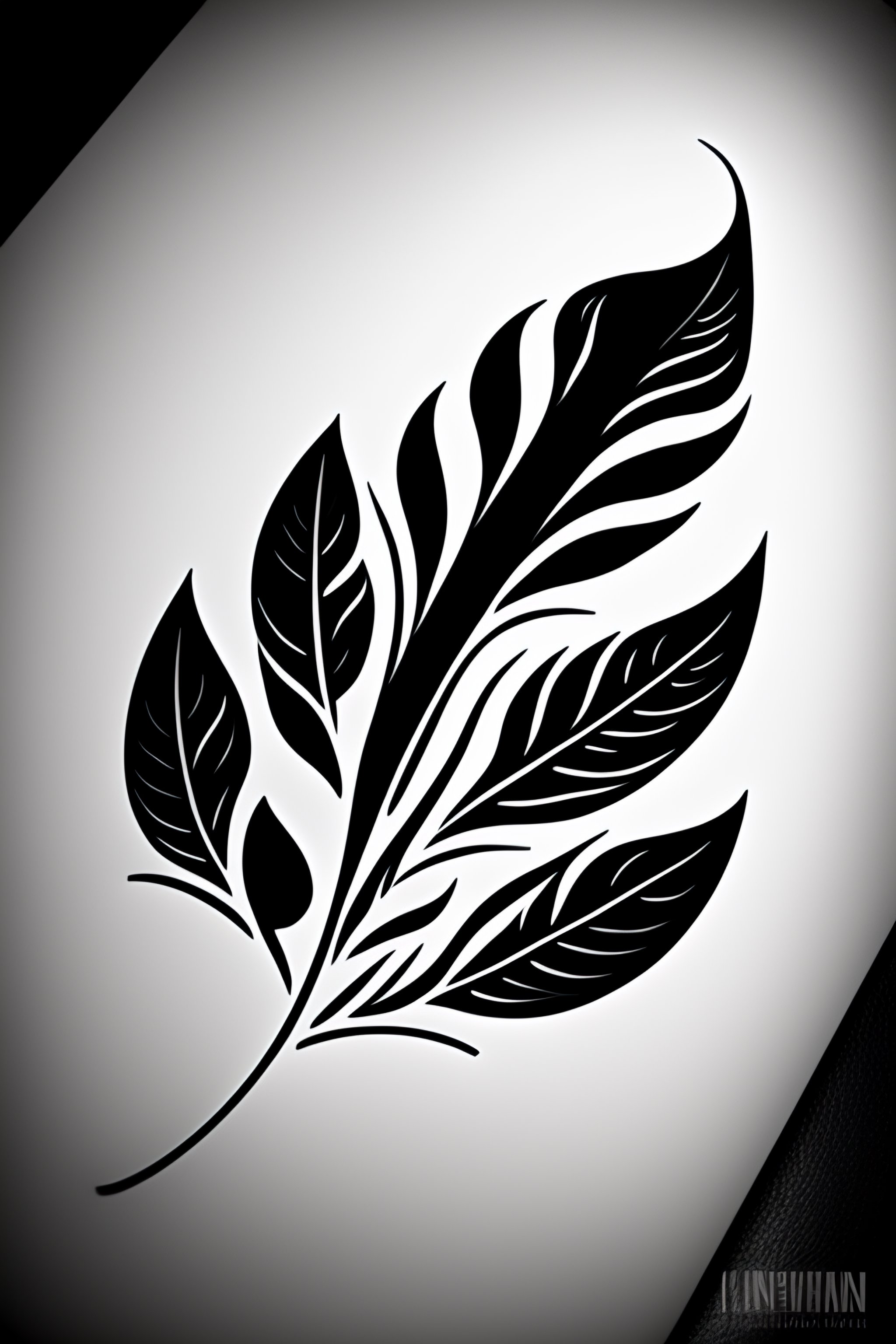 Lexica - Tattoo design, leaf simple design on white background, clean black
