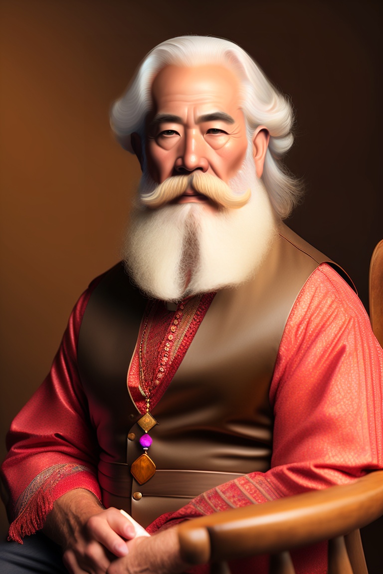 Lexica - Portrait of an older man with a long white beard and handlebar ...
