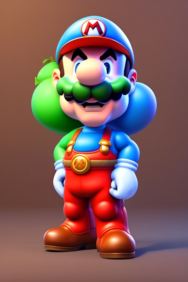 Lexica - Mario grows to an enormous size, his body expanding comically.