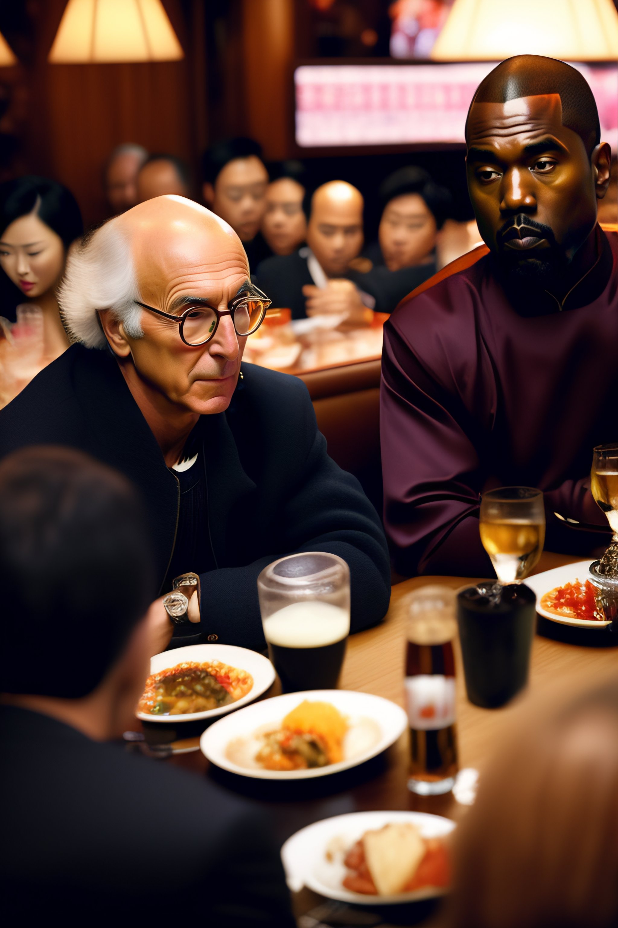 Lexica - Larry david at a chinese restaraunt with kanye west arguing ...