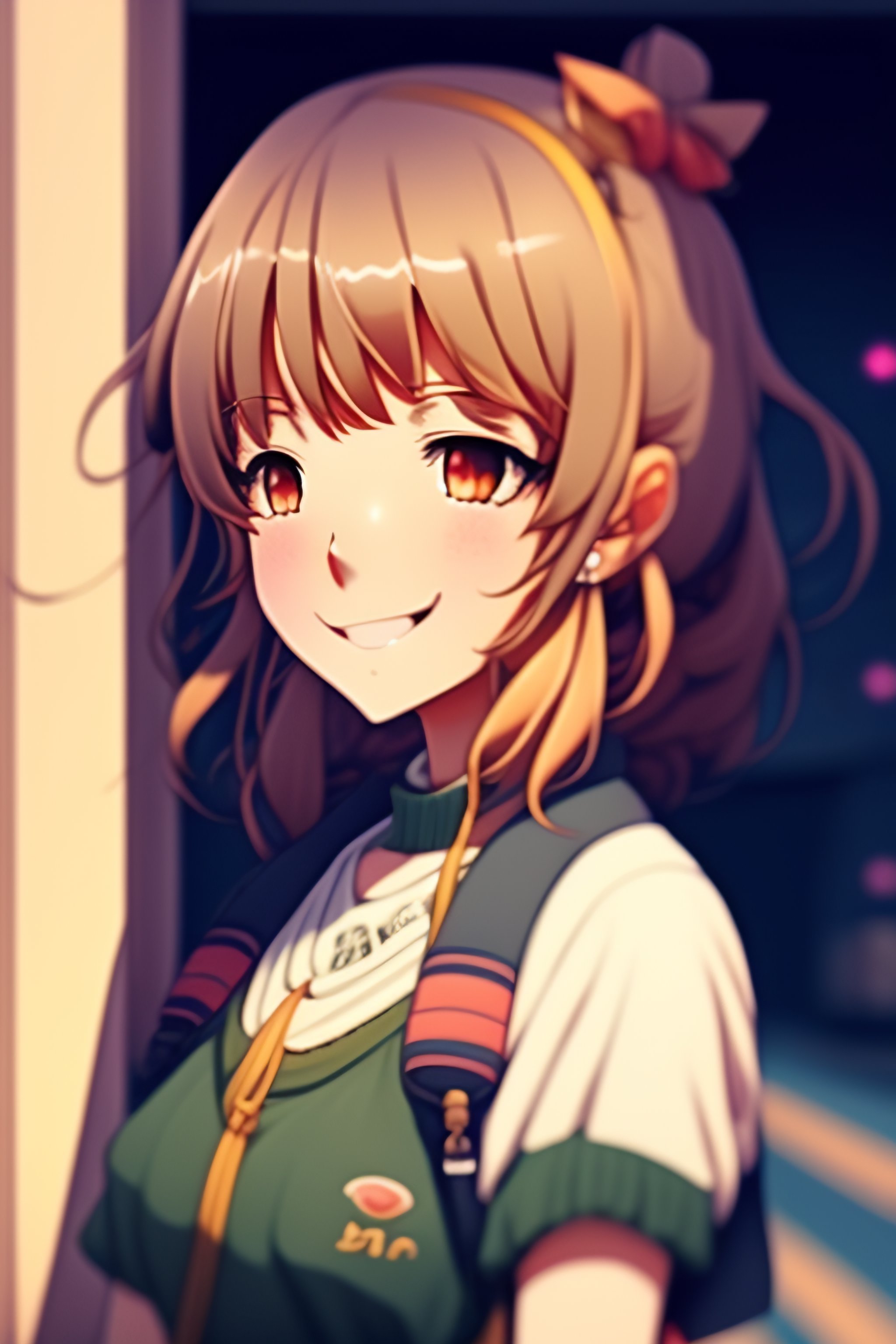 Lexica - Anime manga style cute girl lofi vibe smiling