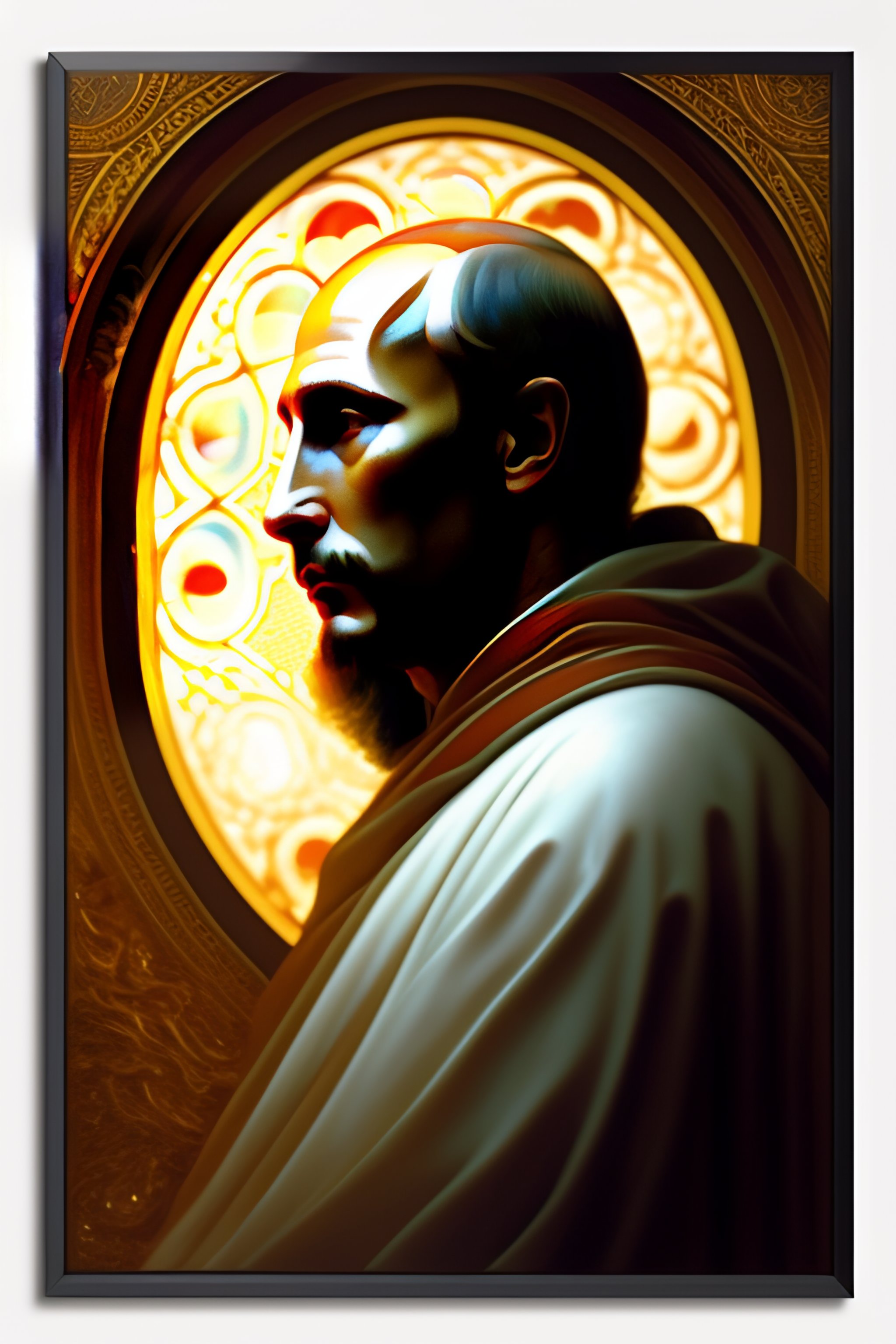 Lexica - Vladimir Putin as god, heaven, portrait, mucha
