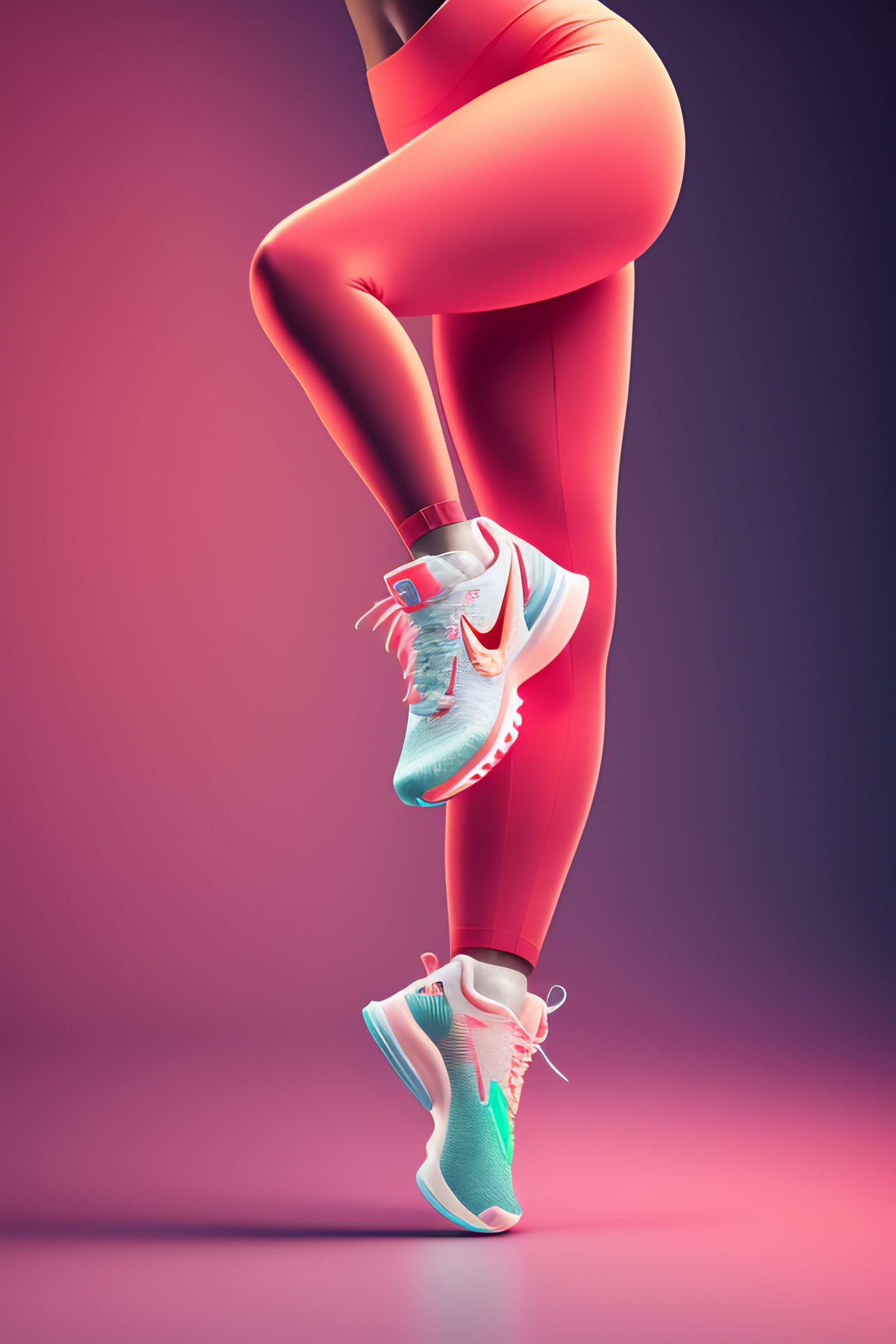 Lexica - Portrait of a female pinup model in love wearing leggings, (((wearing  nike socks over leggings))), nike socks, shoes, legs, full body shot