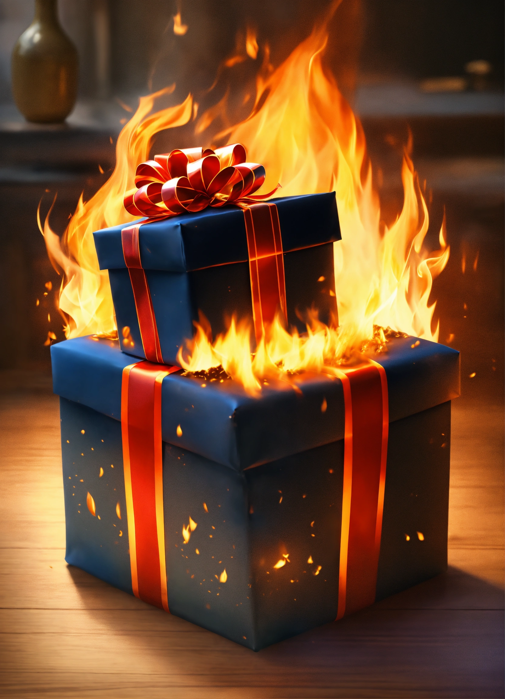 Lexica - Gift with fire realistic