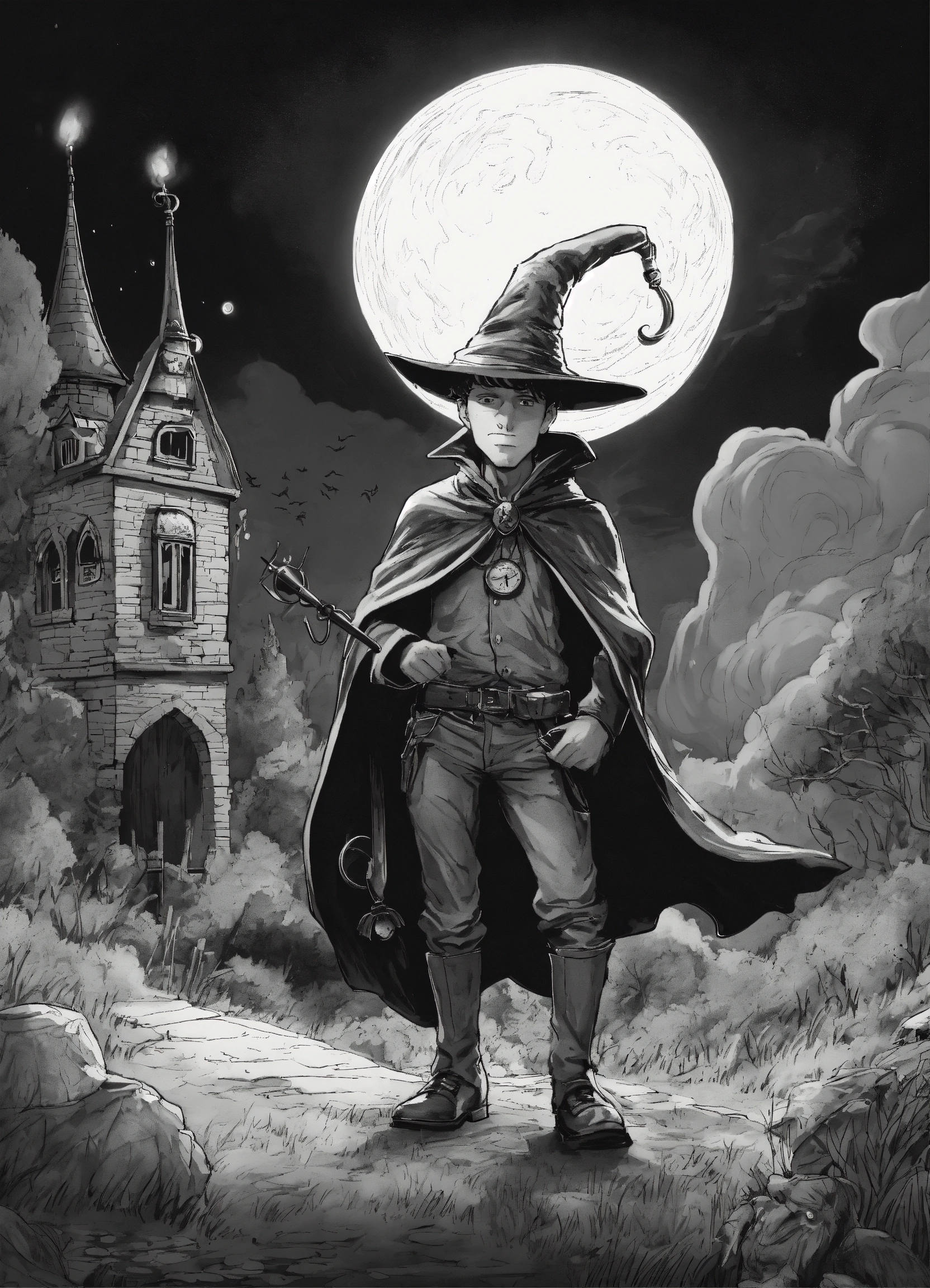 Lexica - Black and white illustration for children's fantasy book. the ...