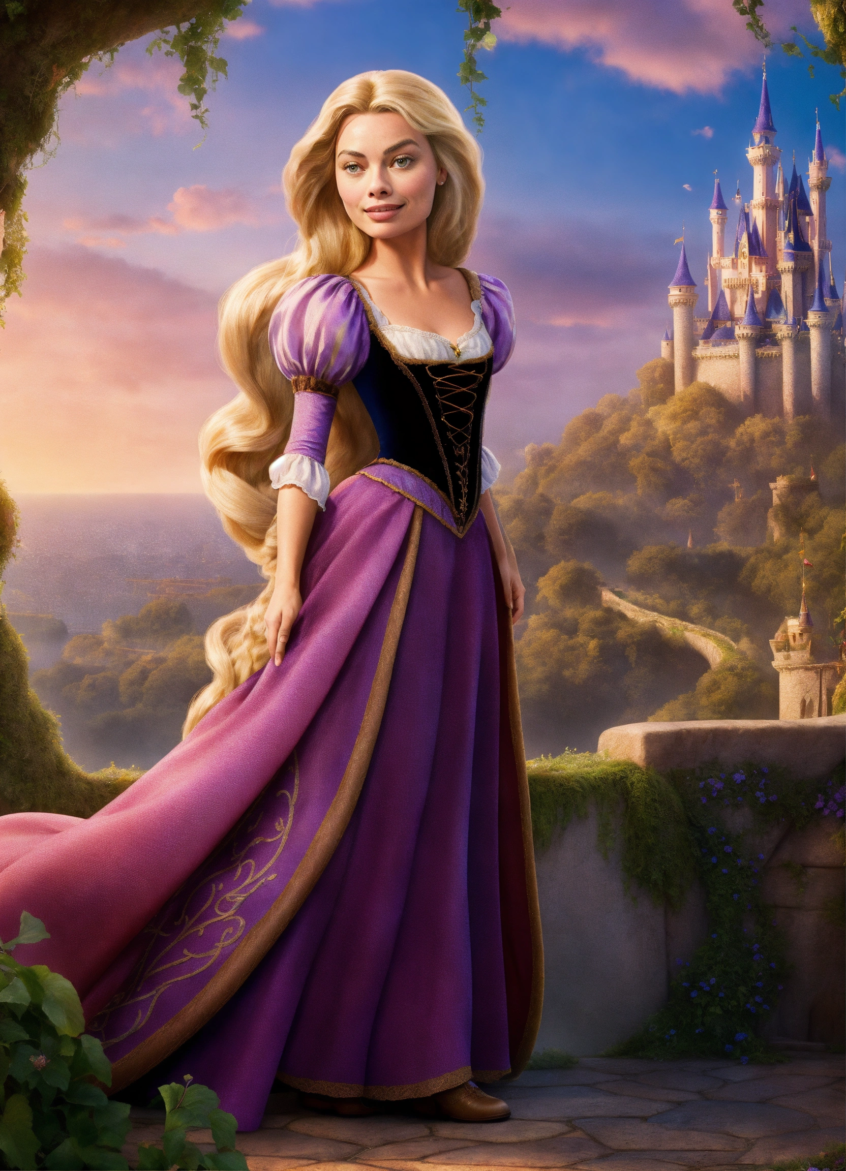 Lexica - Margot Robbie as Disney's Tangled Rapunzel