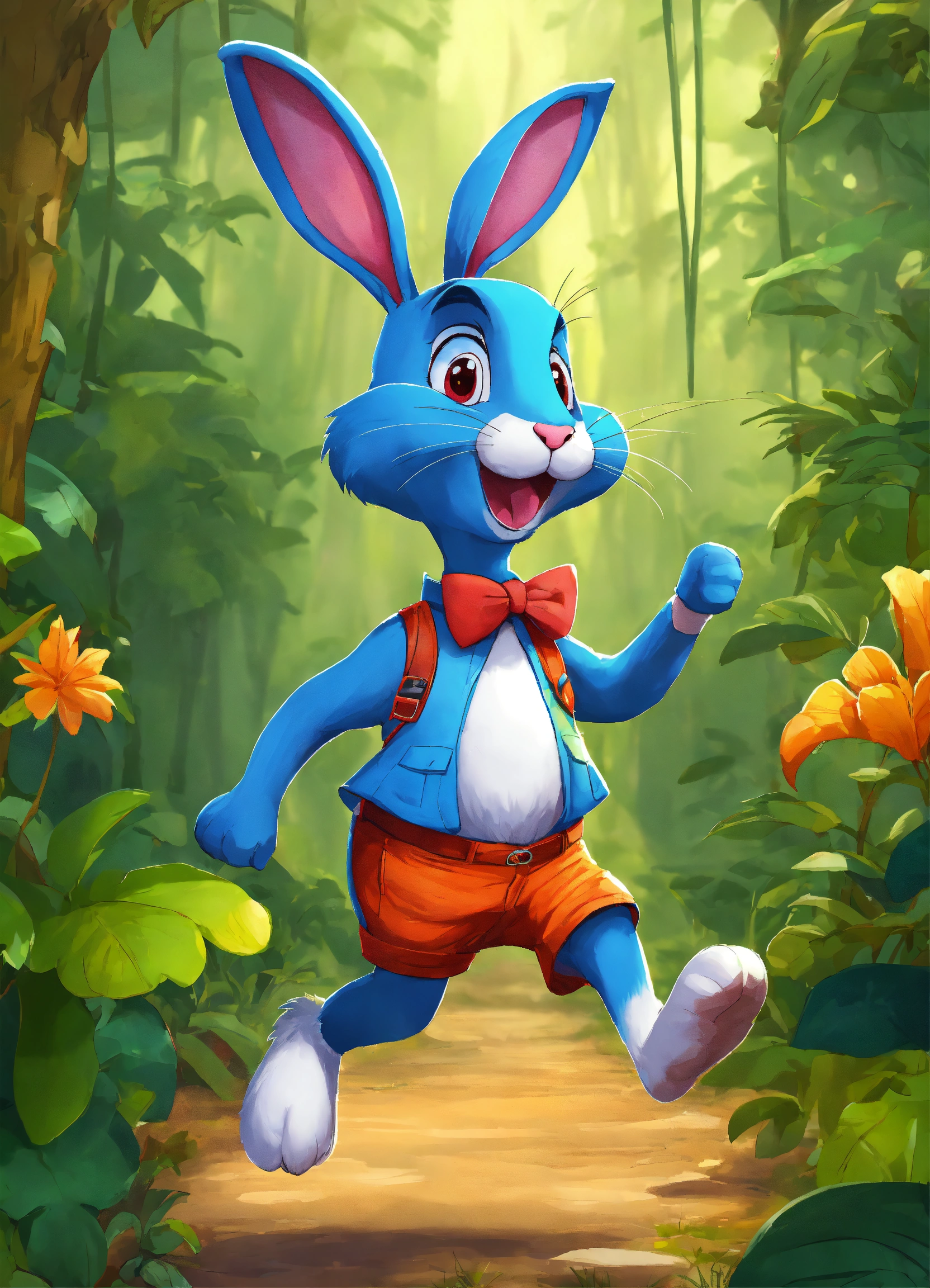 Lexica - Let cartoon big rabbit walking on two legs in jungle