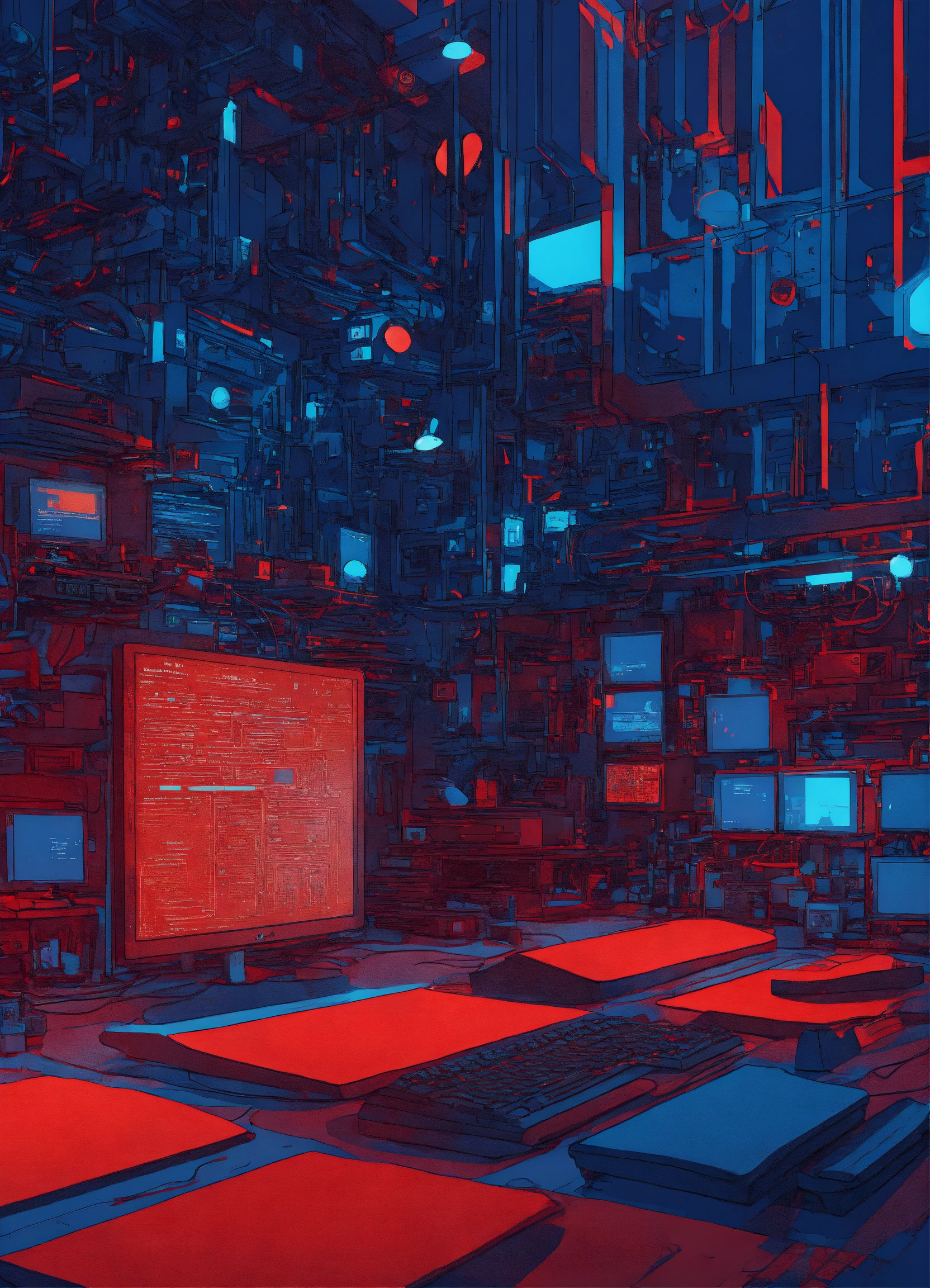 Lexica - Computer background and lights and code in blue and red colors ...