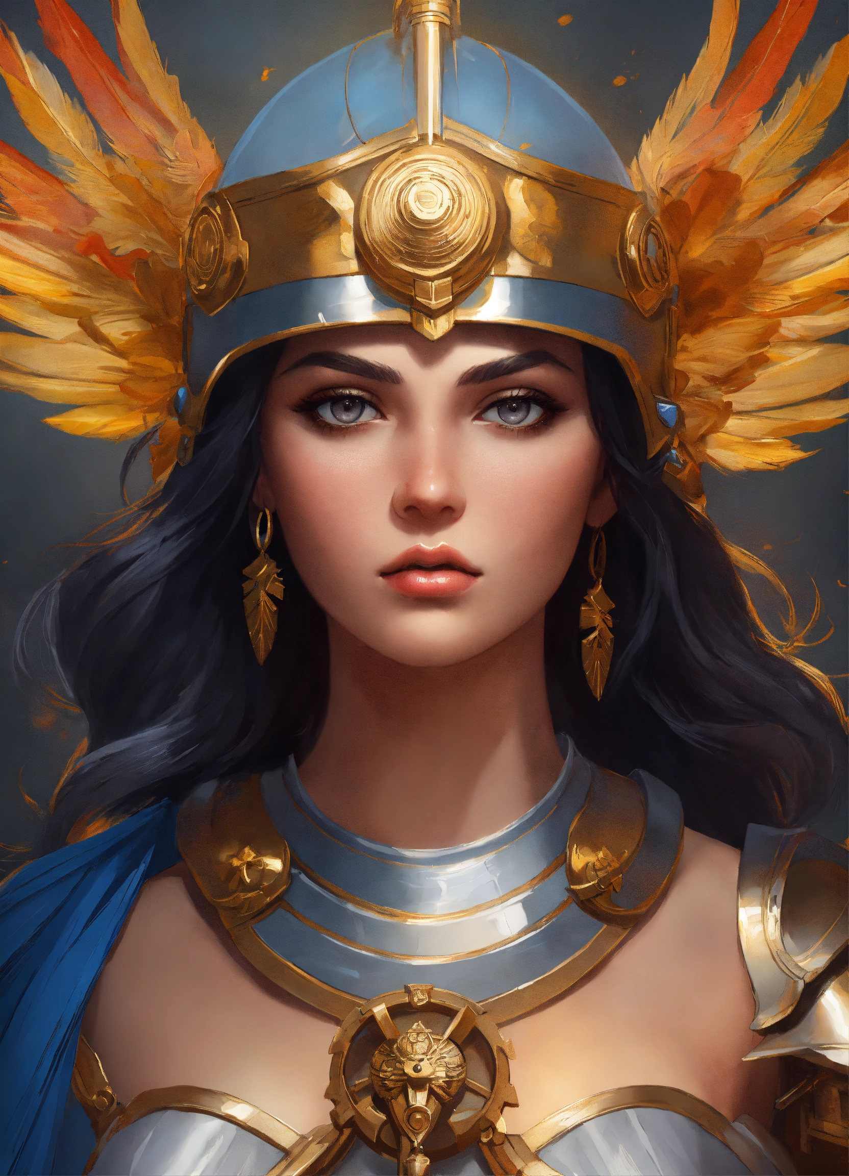 Lexica Goddess Athena Volumetric Cartoon Oil Paint Gray Eyes Dark