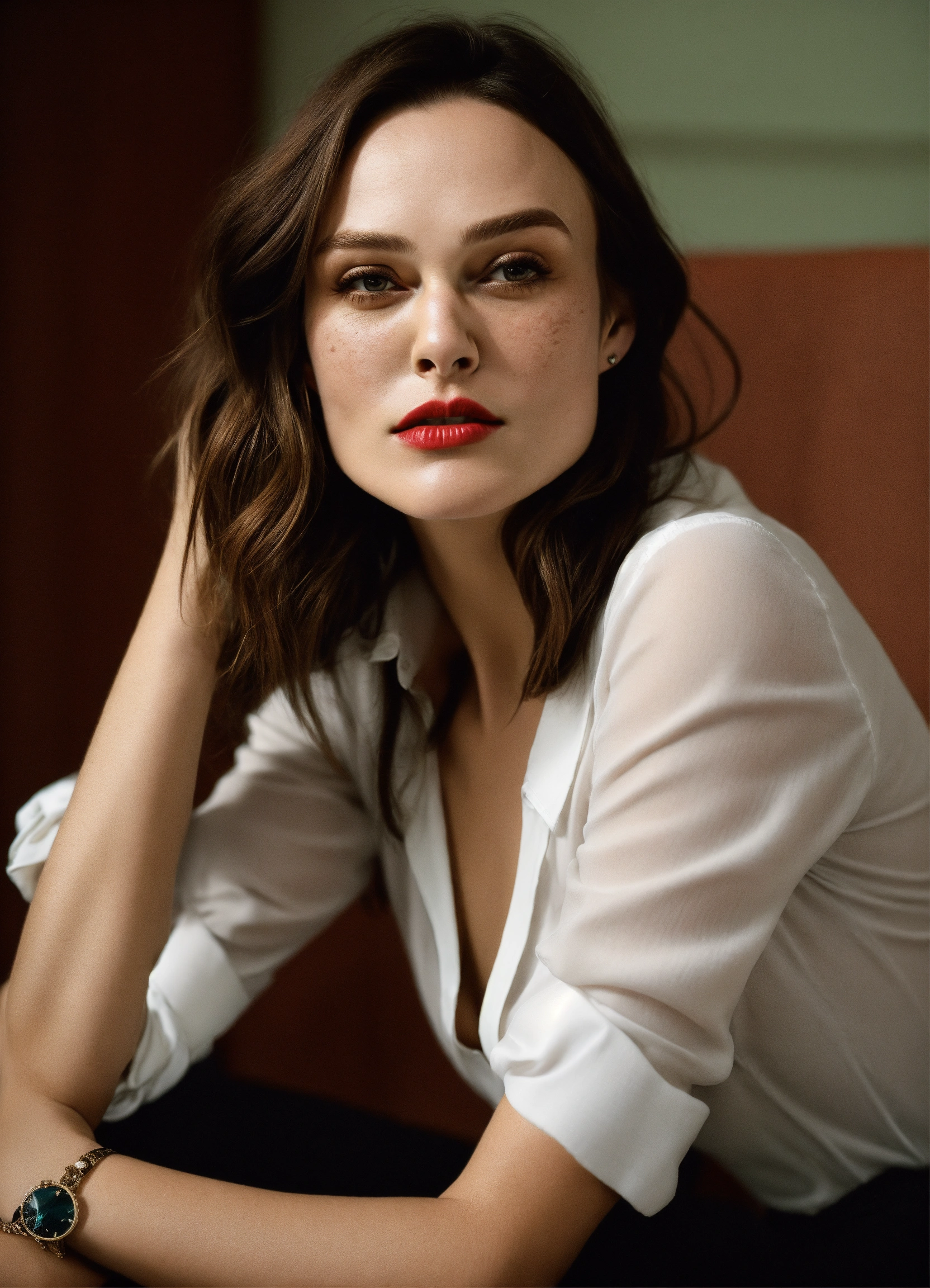Lexica A Keira Knightley photographic portrait of a woman with neck
