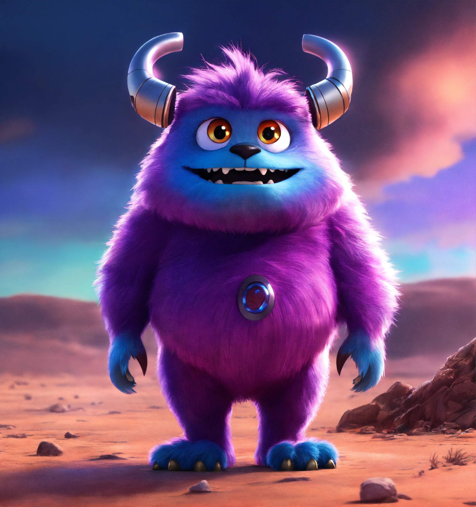 Lexica Zoom out on the full body of a big, over friendly, fun loving