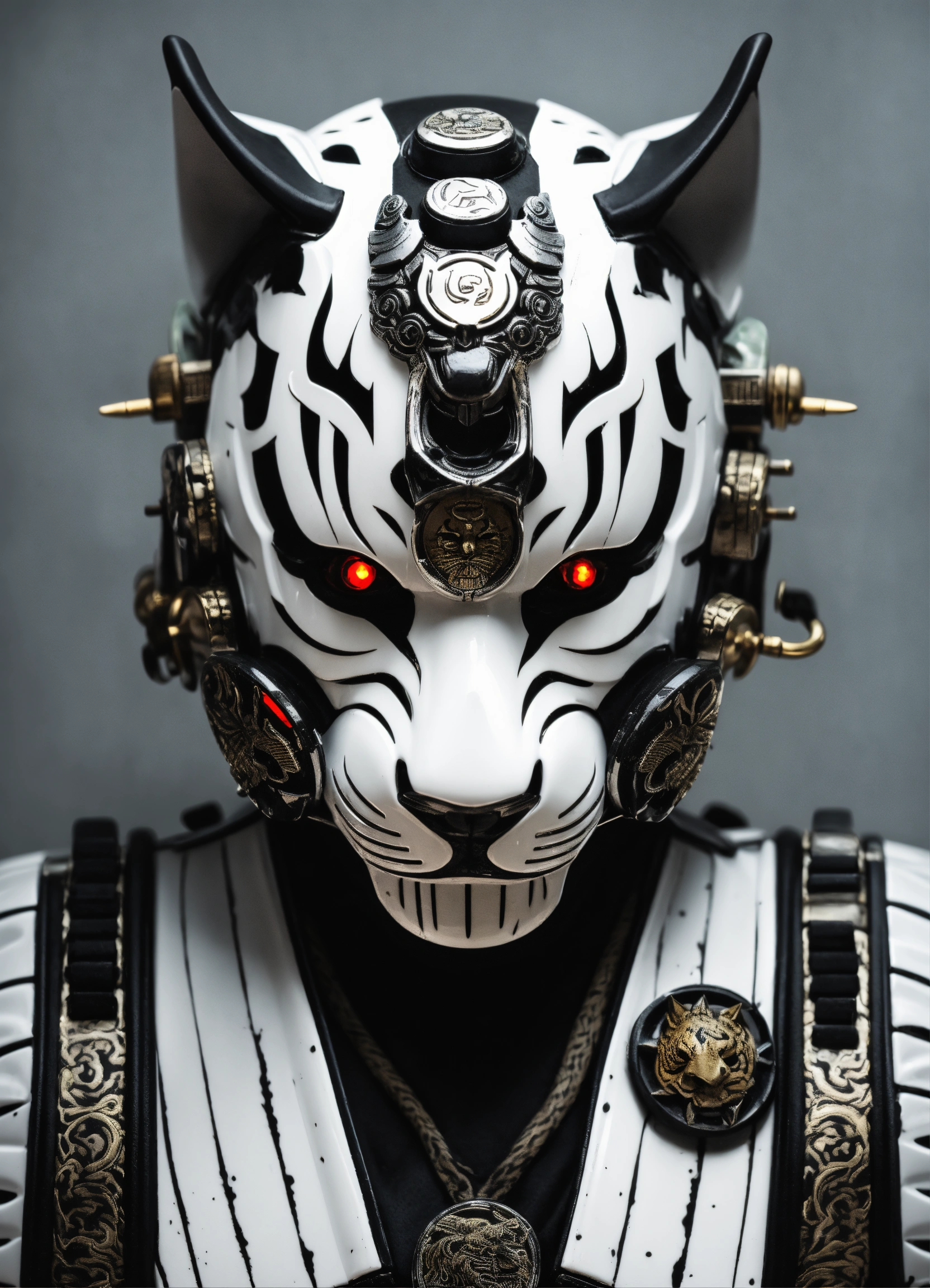 Lexica Cyberpunk Gas Samurai Tiger Mask White And Black Intricate Details 0094