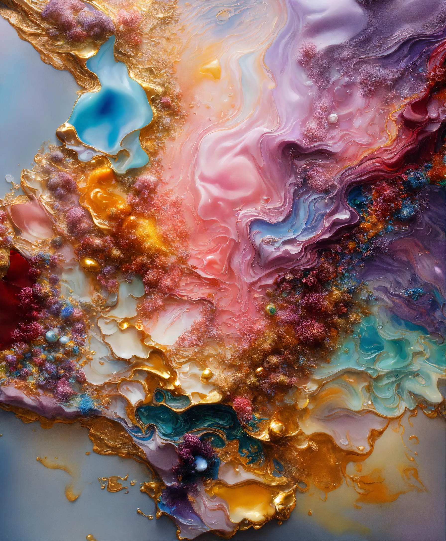 Lexica - Colorful abstract painting oil and water complex complicated ...
