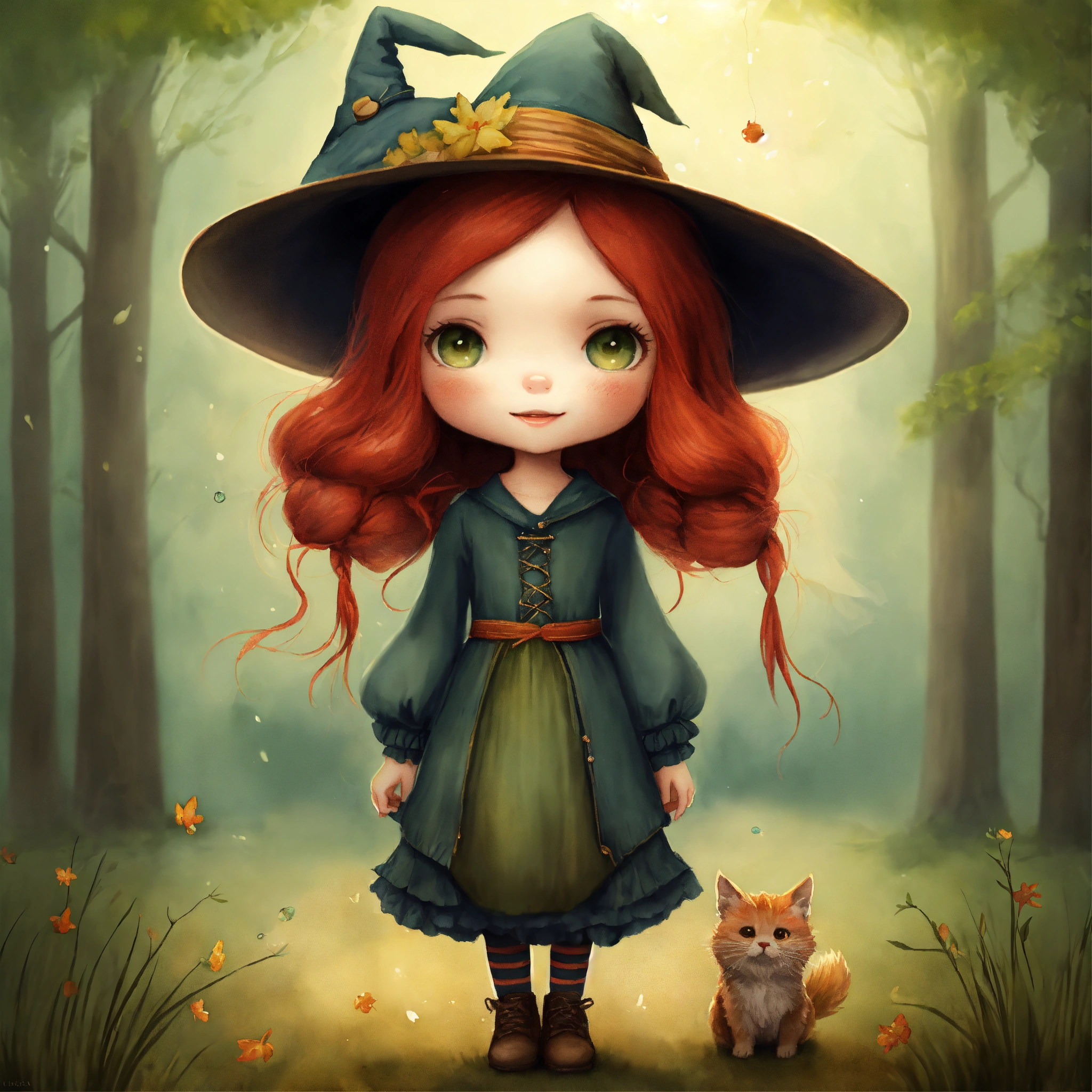 Lexica - Full body of a cute and beautiful little witch redhair girl ...