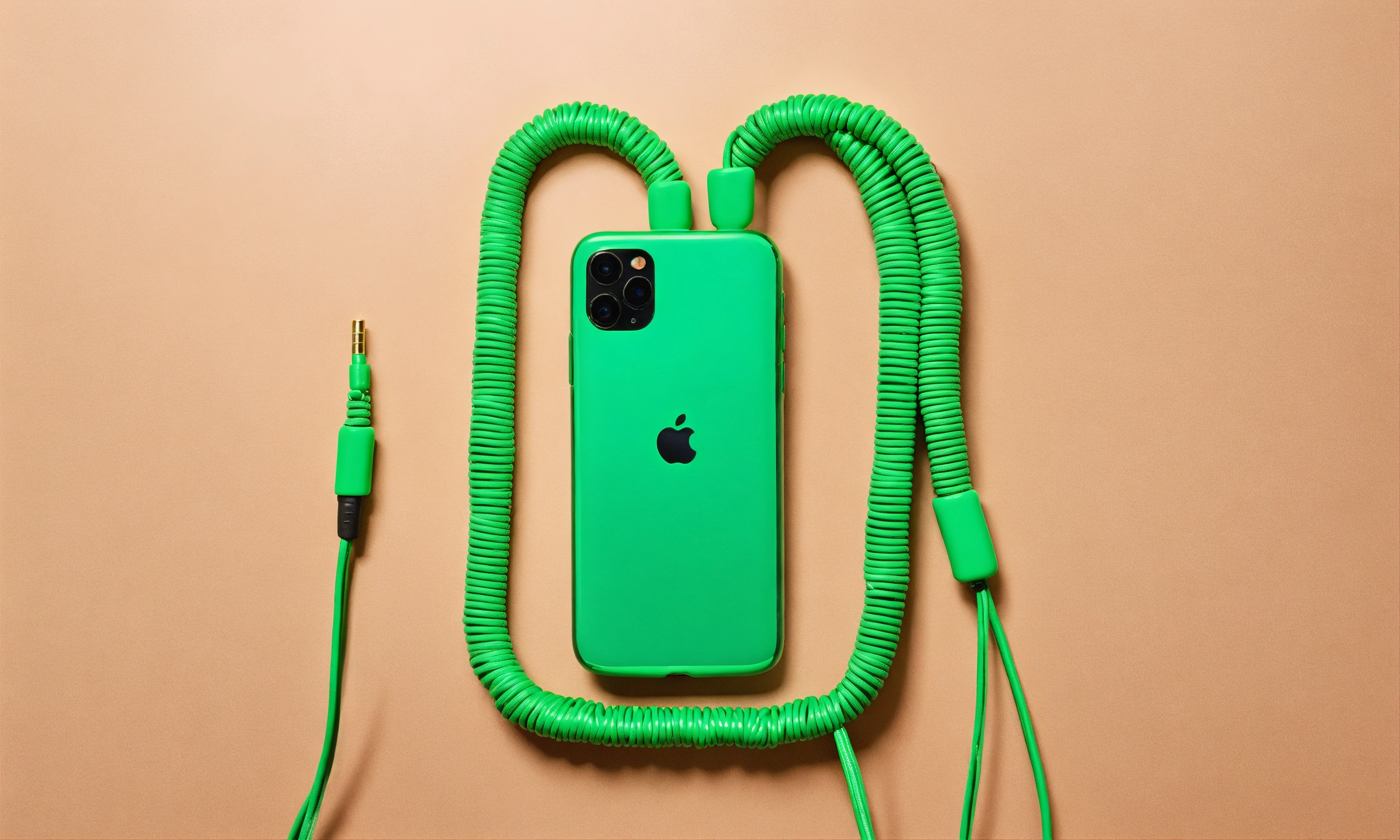 Lexica Suspended secure green bungee cords in knot wrapped around