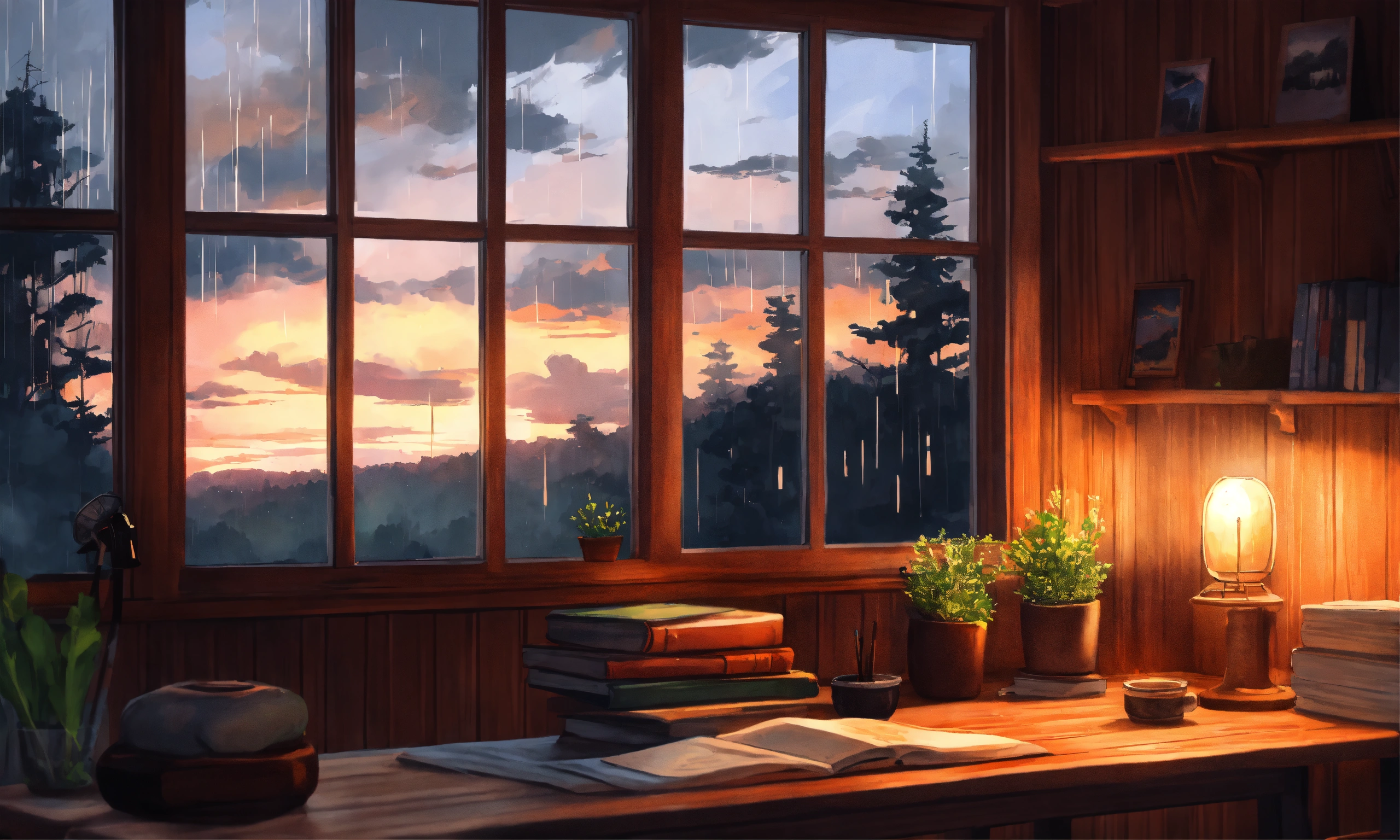 Lexica - Cozy wooden nordic cabin, anime, studio ghibli, minimalistic ...