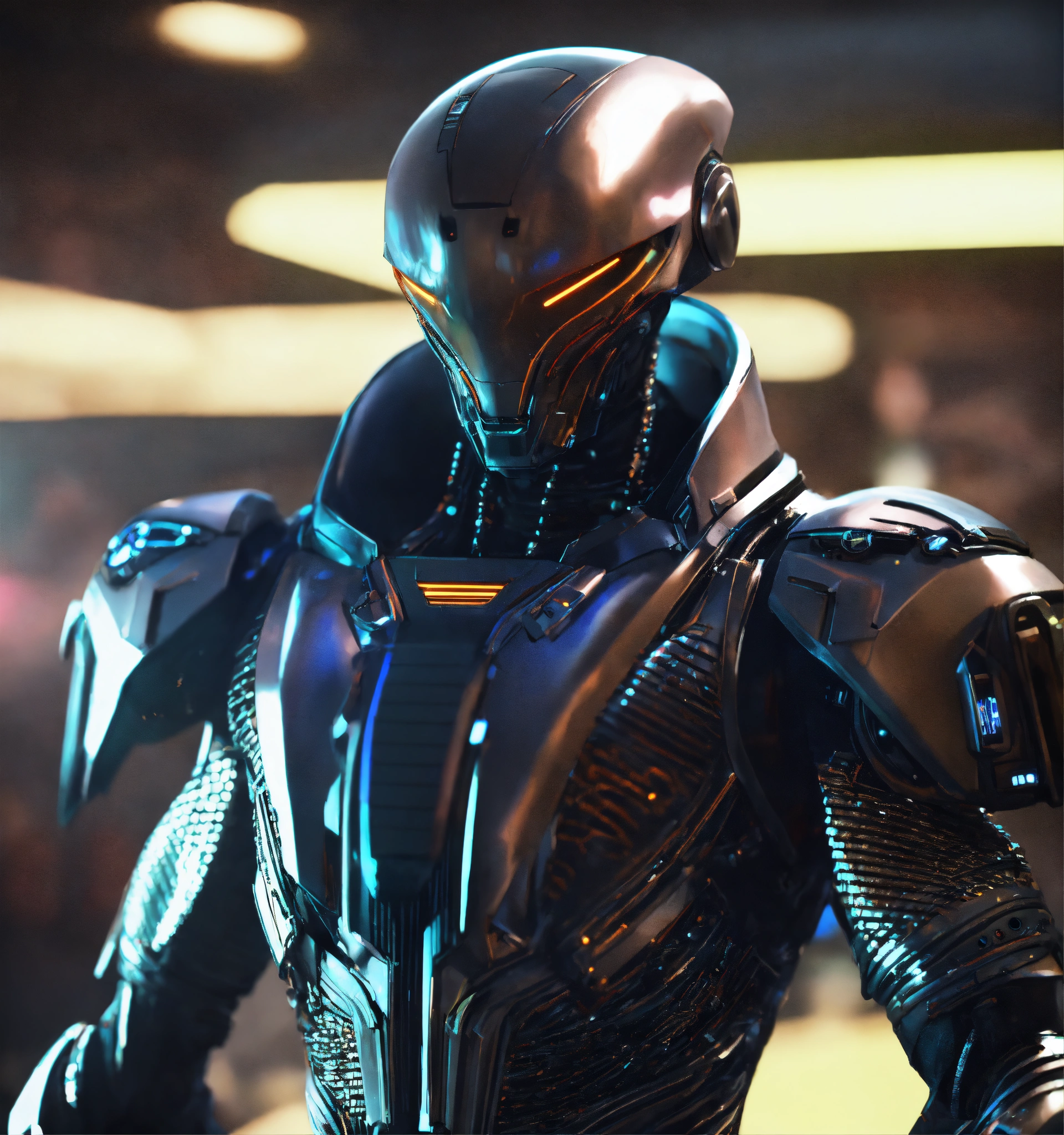Lexica - Zoom out from an tough male alien android cool gangster ...