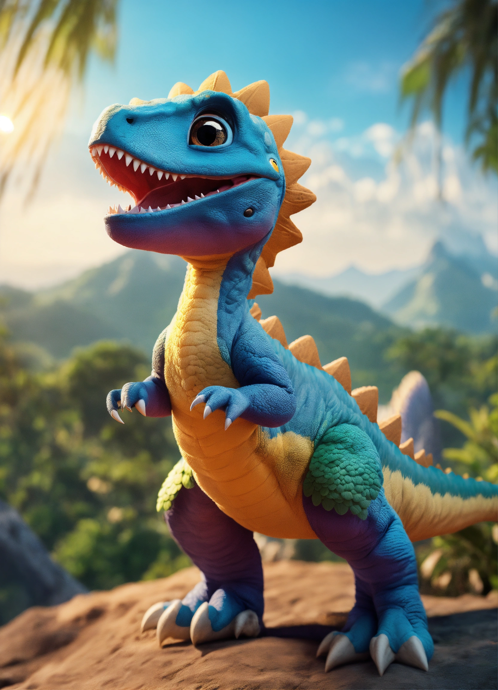 Lexica - An adorable and fluffy baby t-res dinosaur with big color eyes ...