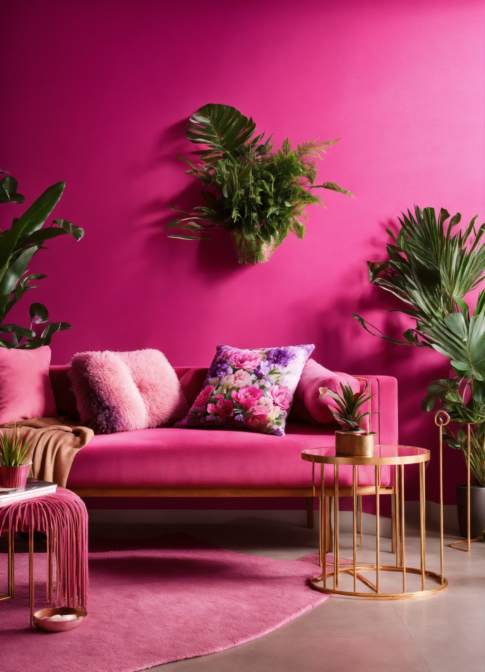 Lexica - Create some interior design using pink colours with many ...