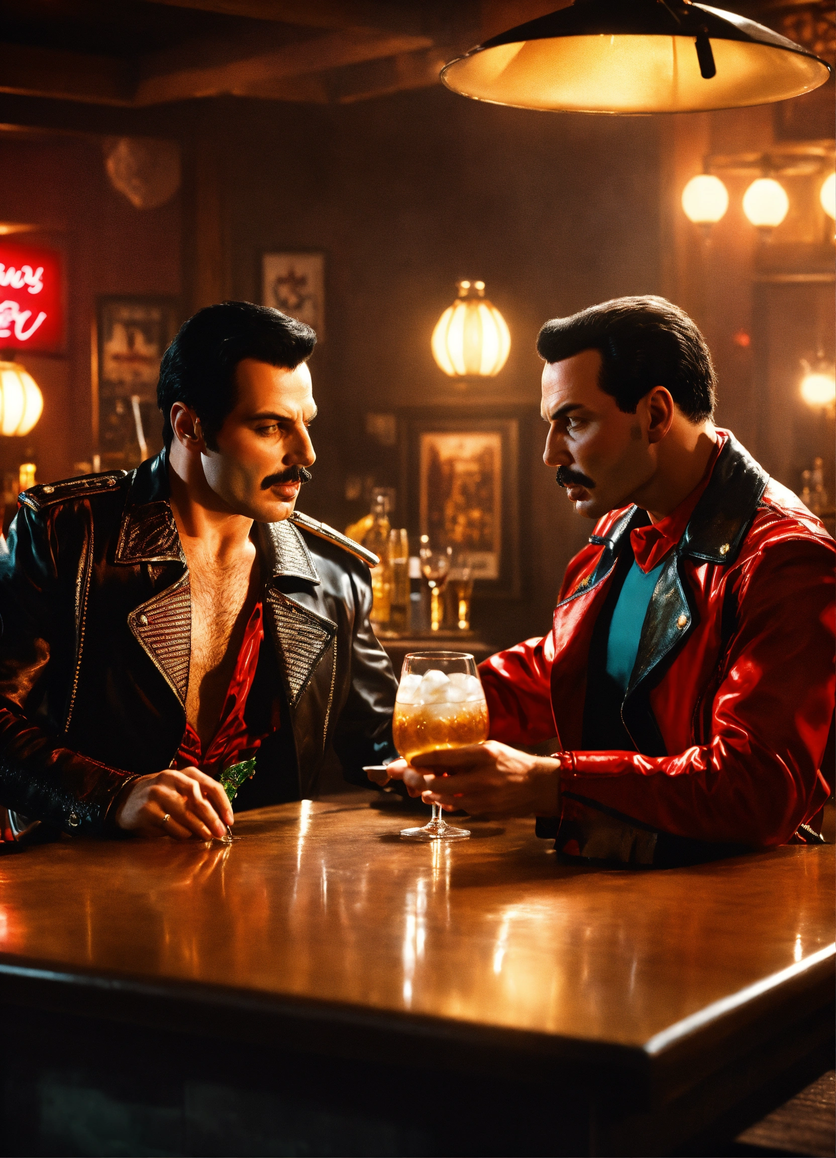 Lexica - Create an ultra-realistic 4K poster in the style of a movie  poster. Depict the iconic singer Freddie Mercury and the infamous villain  Freddy...