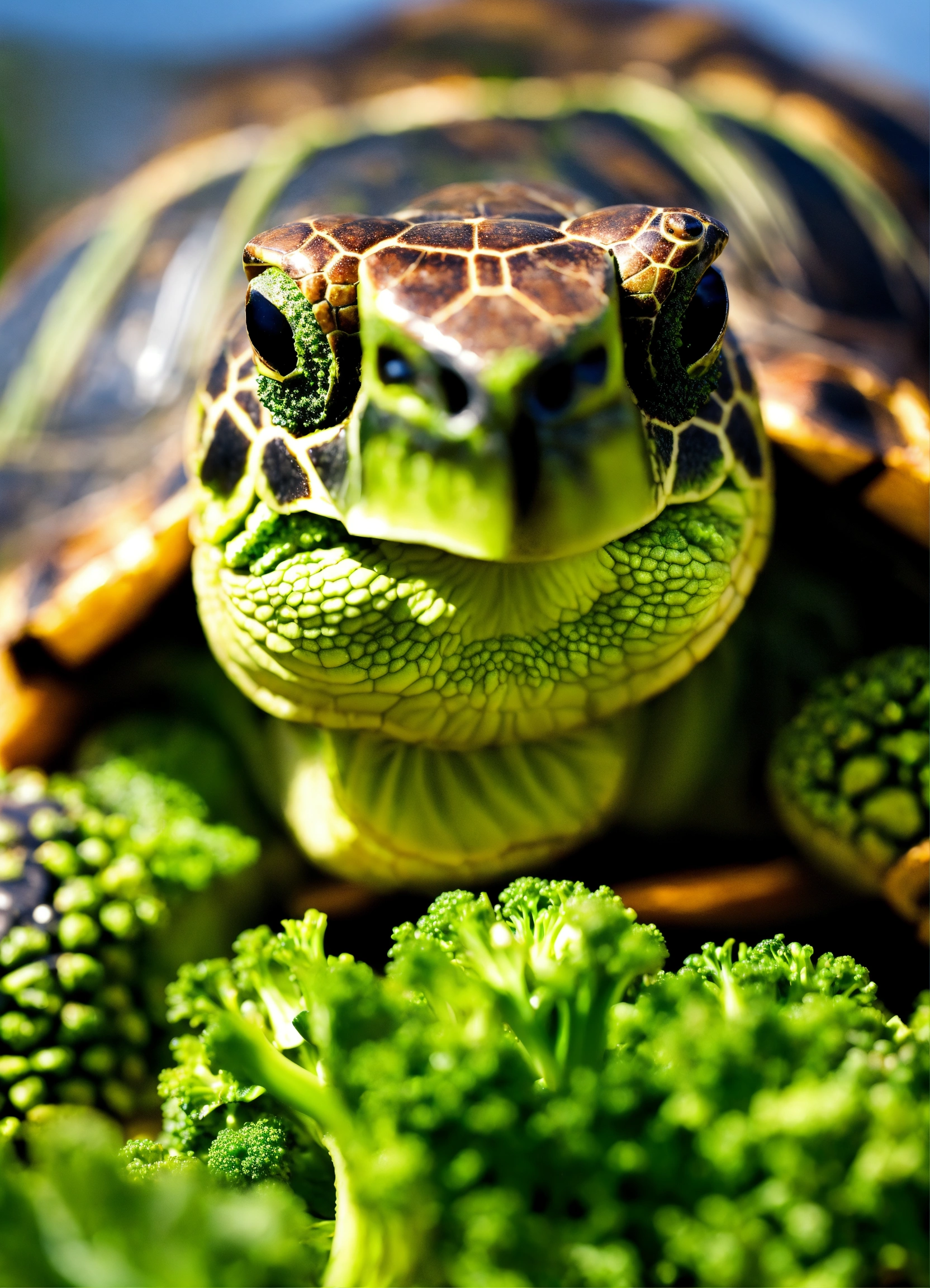 Lexica Turtle eating broccoli