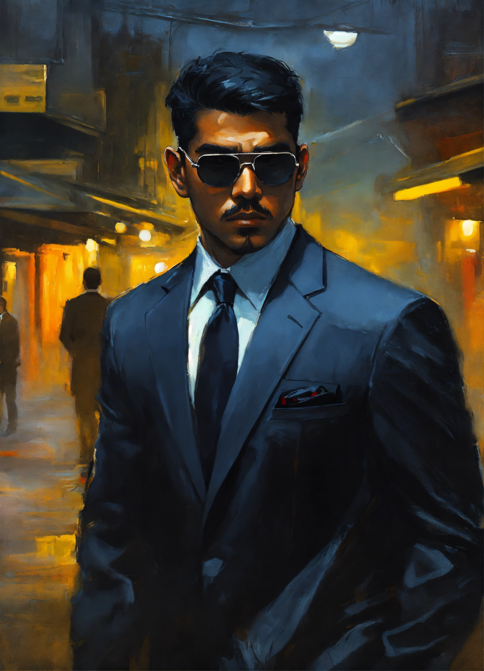 Lexica - Noir high Tech male southeast Asian Indian, bodyguard, smart ...