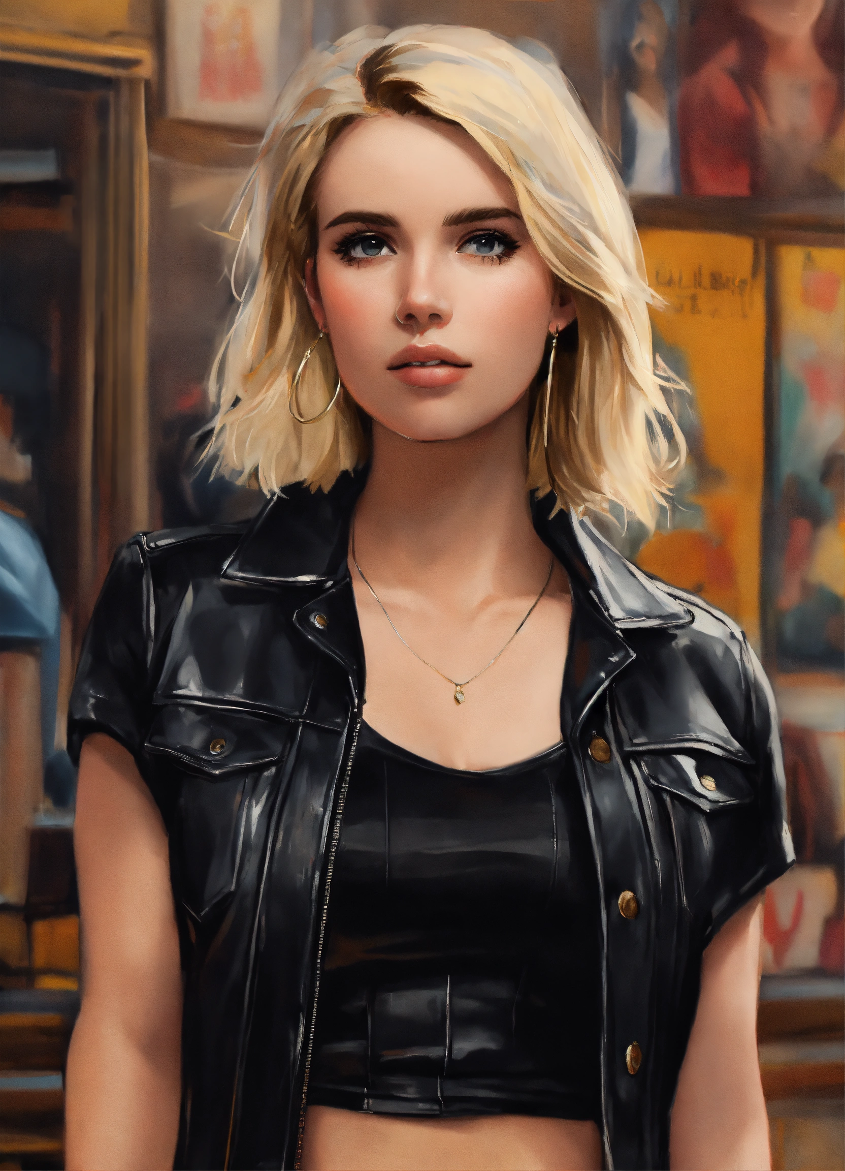 Lexica - 2d art, blonde woman similar to actress Emma Roberts, dressed ...