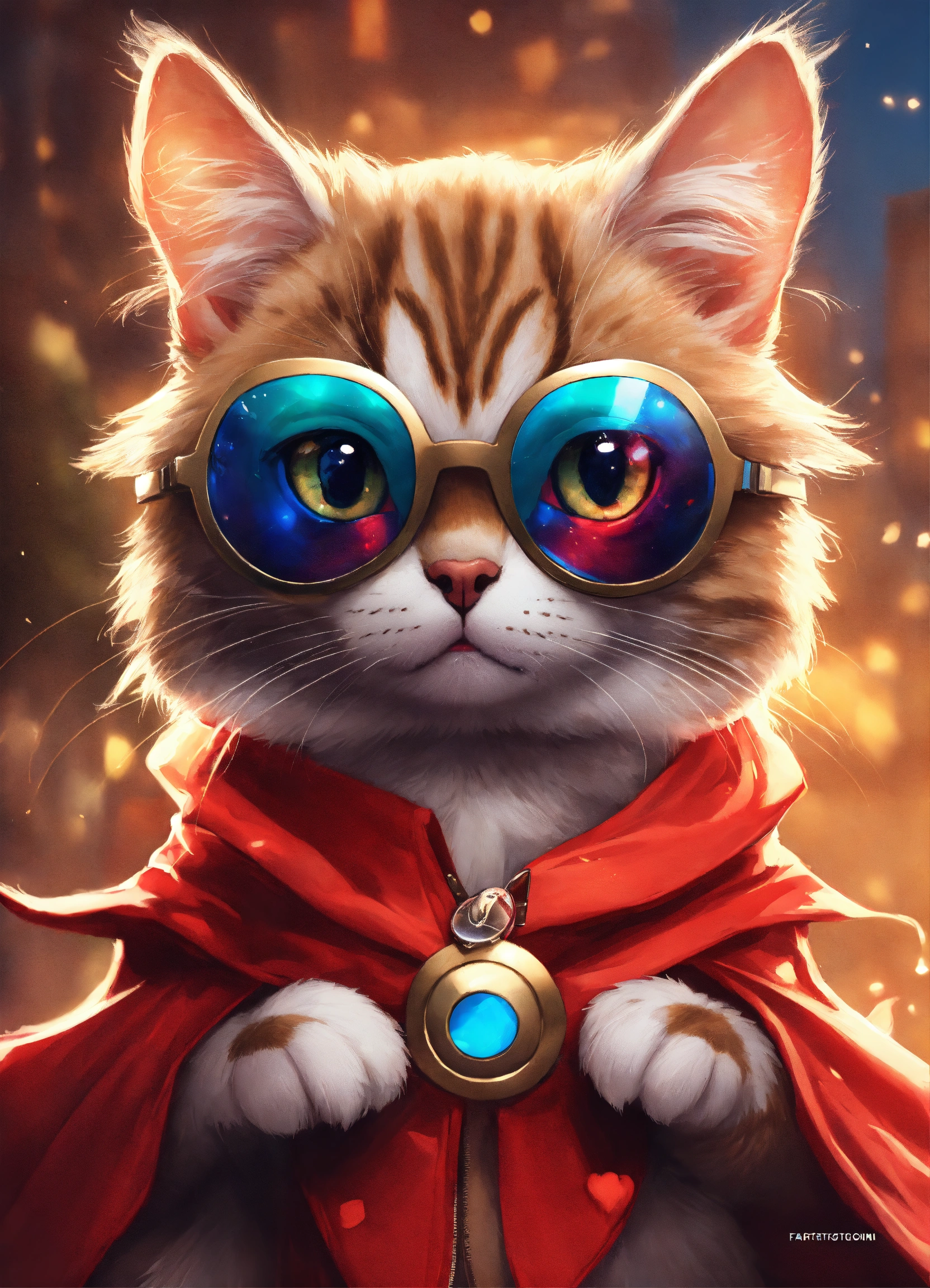 Lexica - Full-bodied portrait, cute and adorable cartoon cat wearing ...