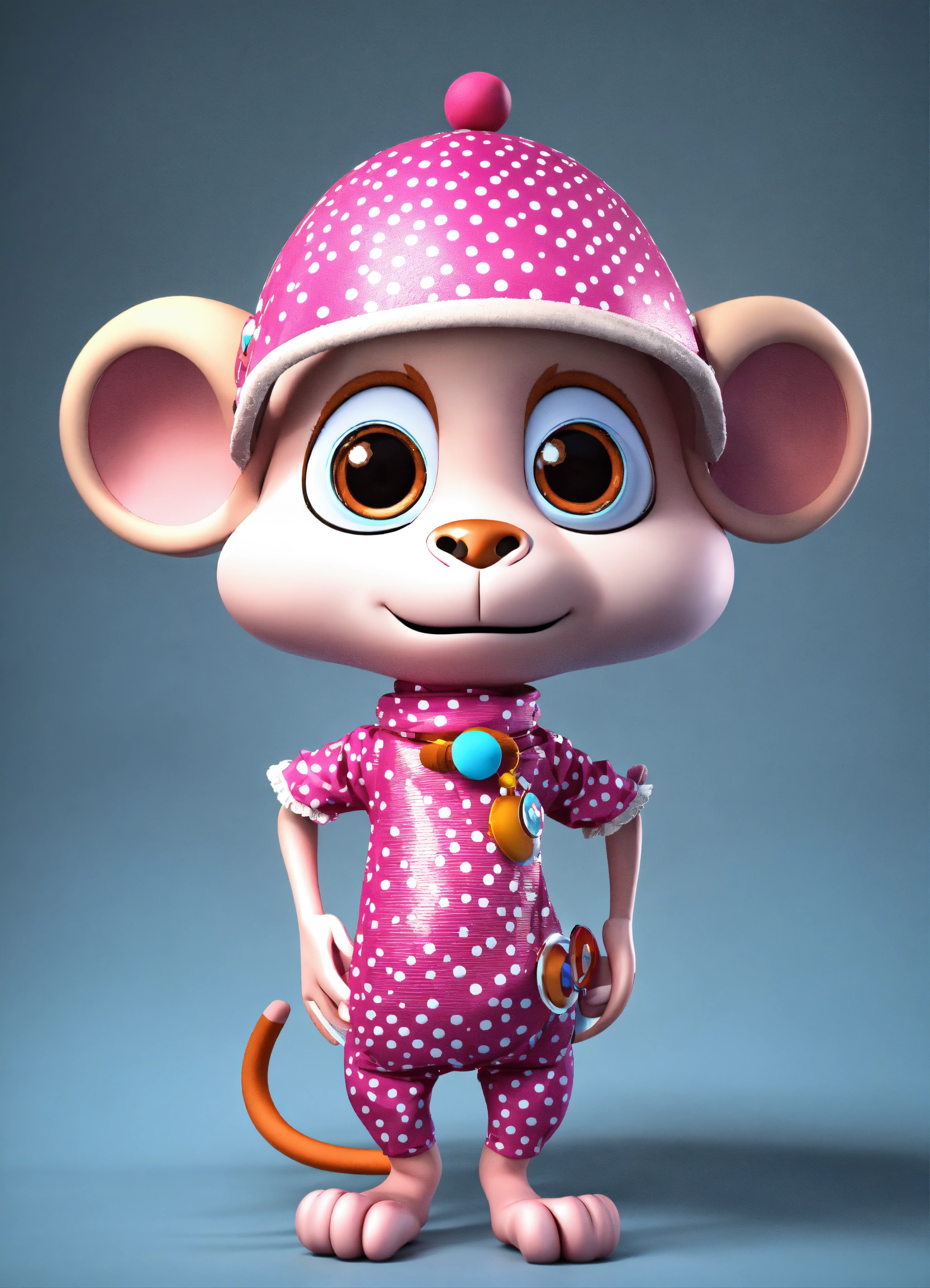 Lexica - A cute happy 3D model monkey character wearing polka dots ...