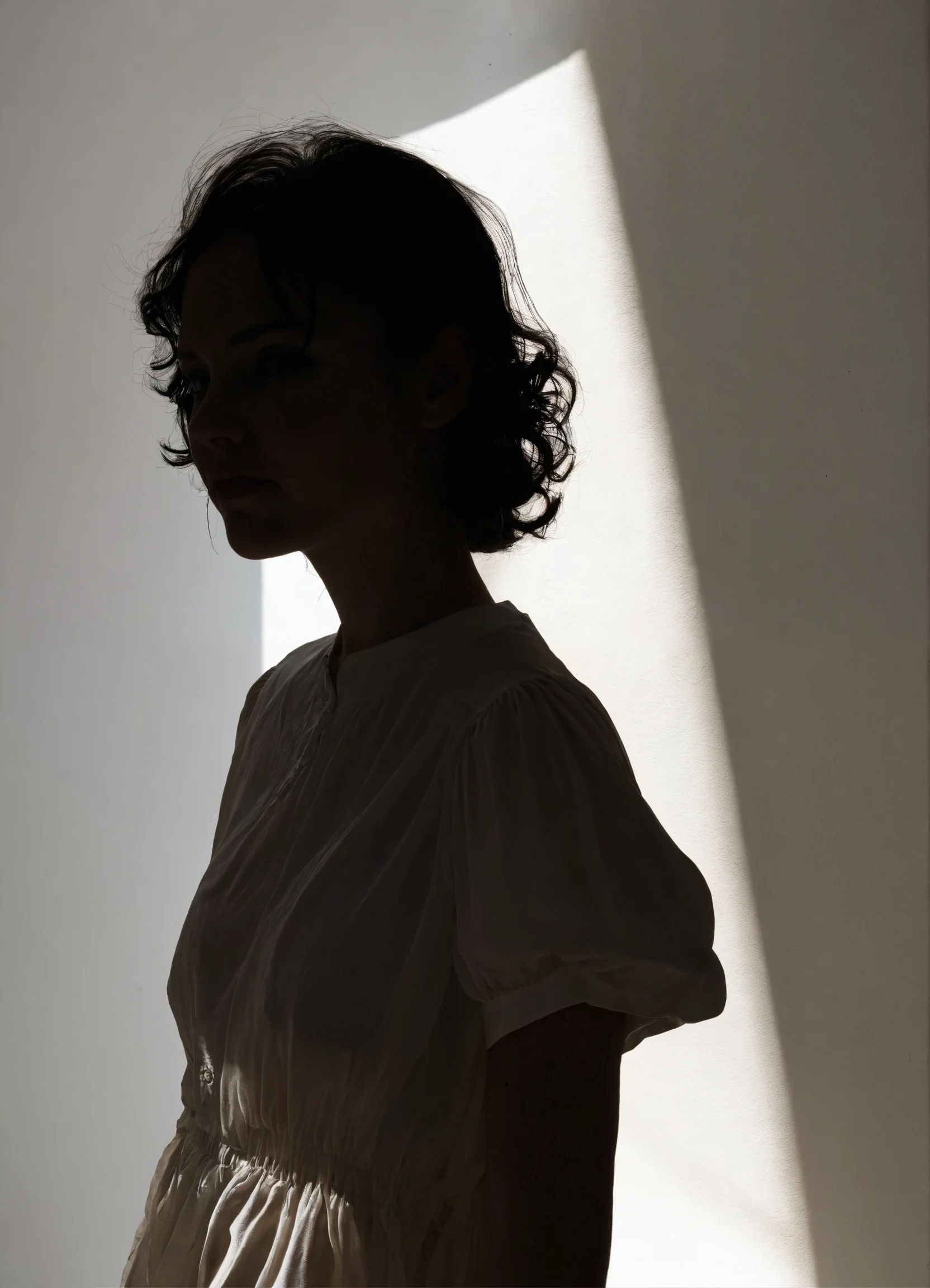 Lexica - A woman posing, shadow in a white background