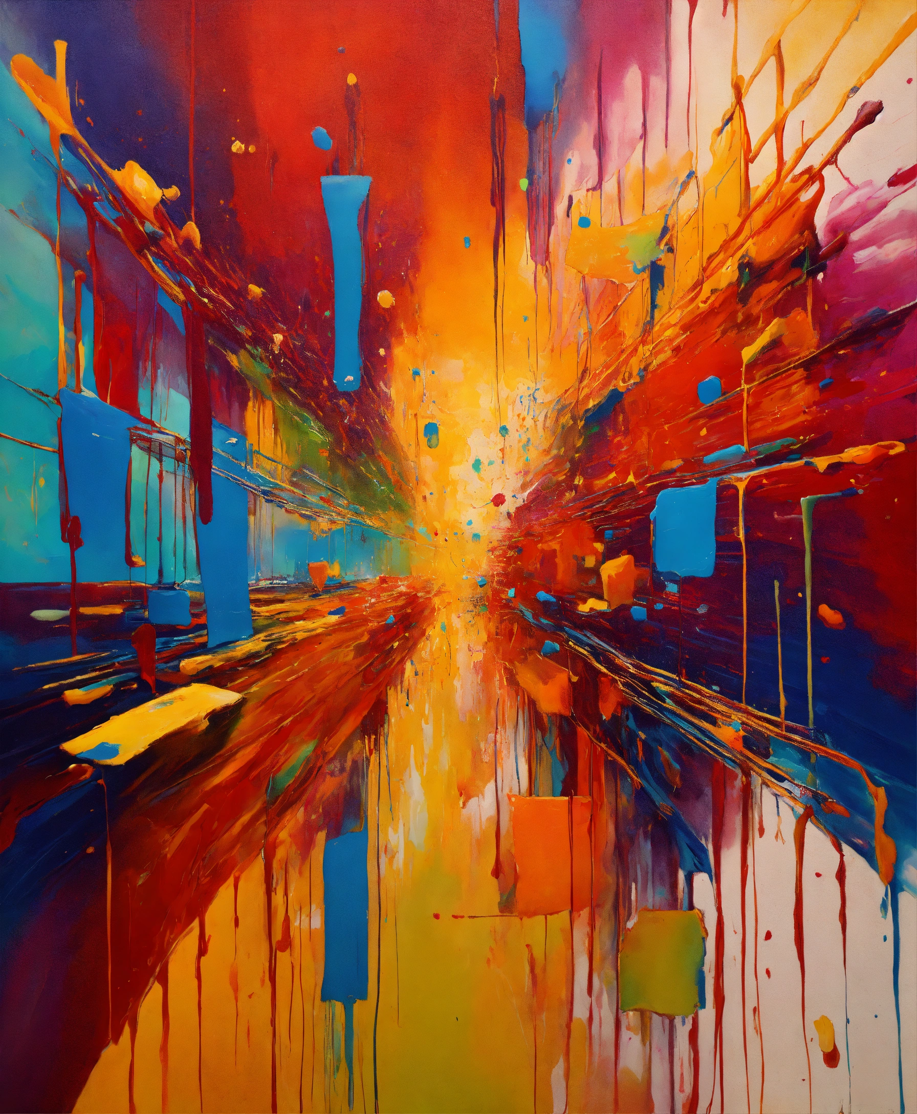 Lexica - Abstract rectangles colorful with ragged edges perspective oil ...