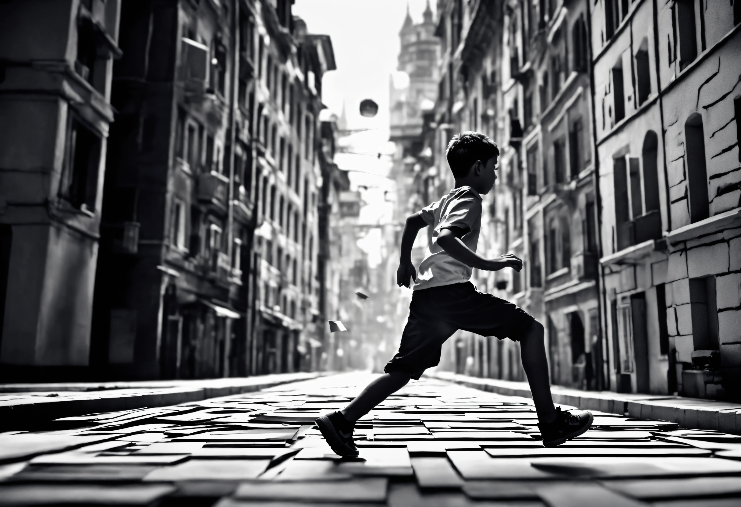 Lexica - Black and white boy made of paper, body shape cut from paper ...