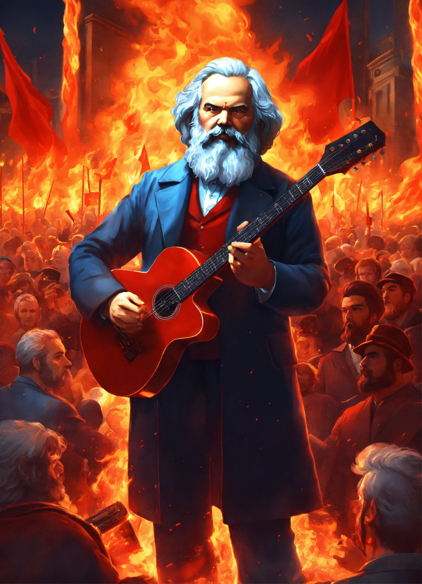 Lexica - Illustration Karl Marx figure, surrounded by a fervent crowd ...