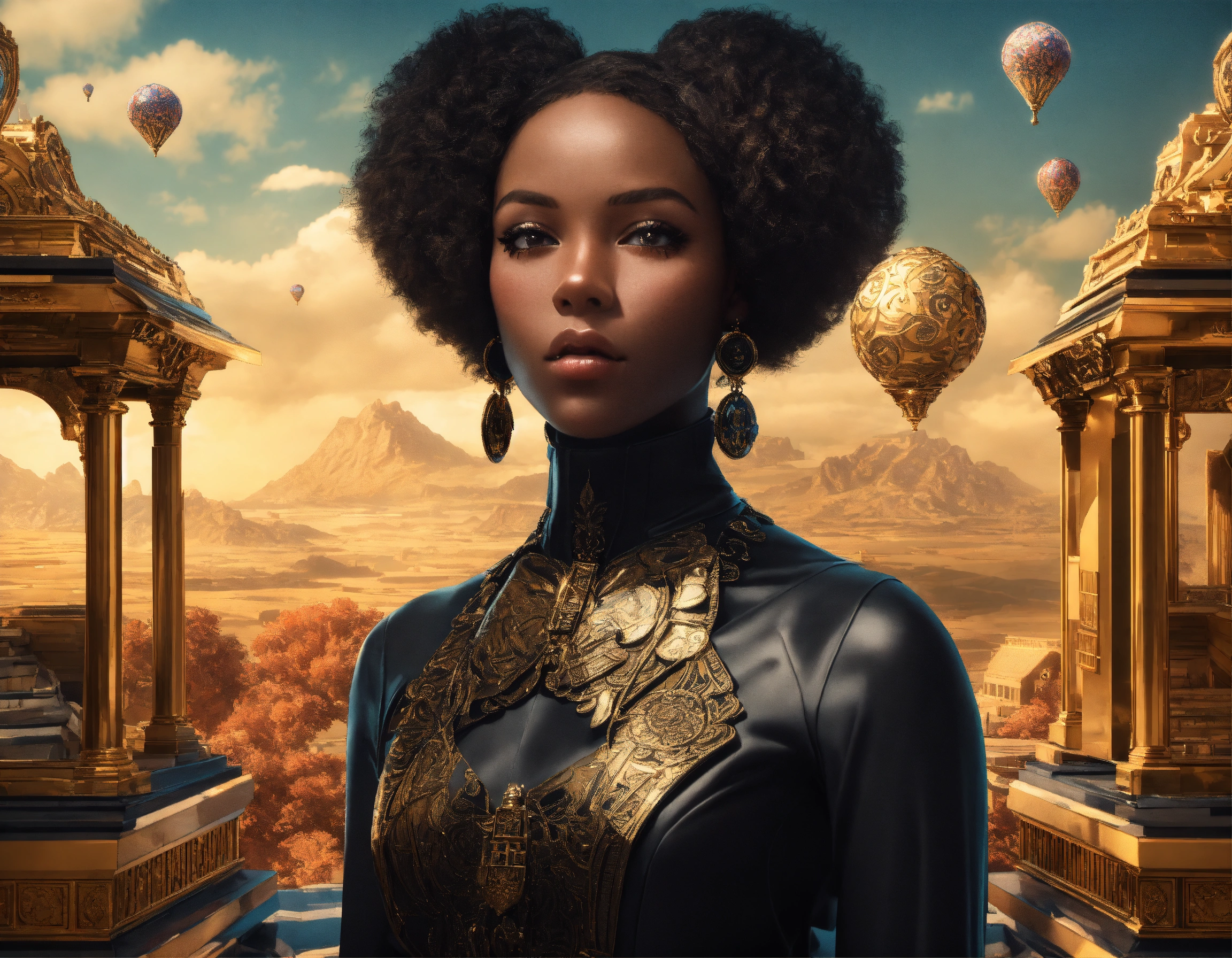 Lexica - Create a surreal 3D portrait of a confident Black woman, her ...