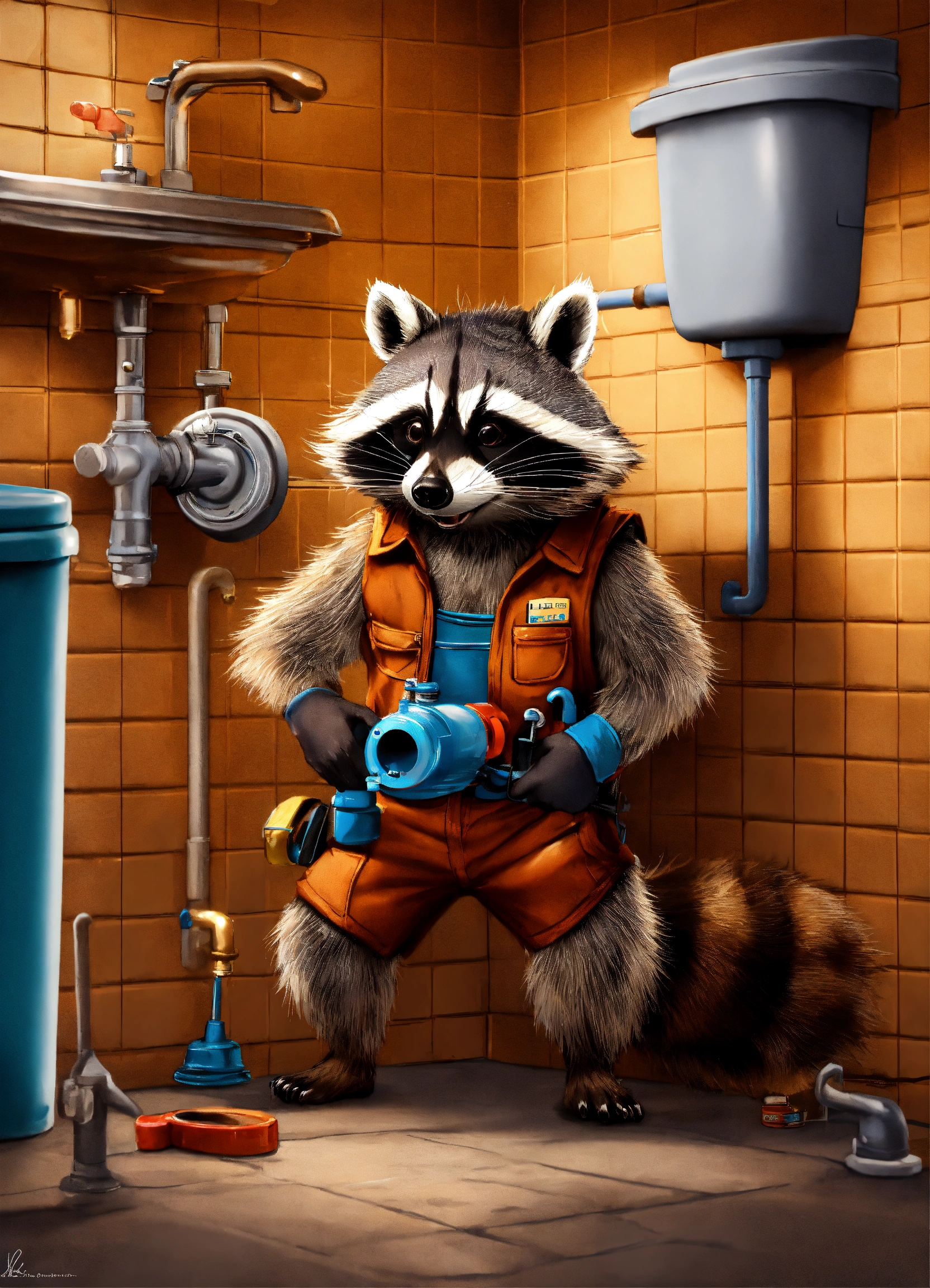 Lexica - A racoon plumber