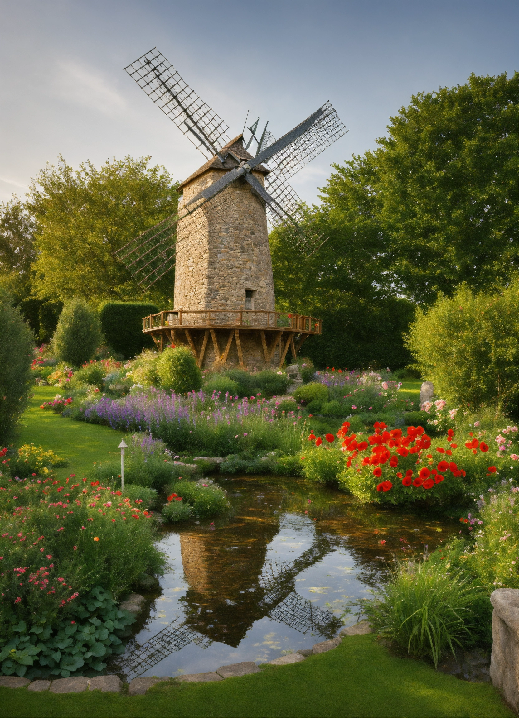 Lexica - An ancient stone windmill garden ornament . style of alex grey.