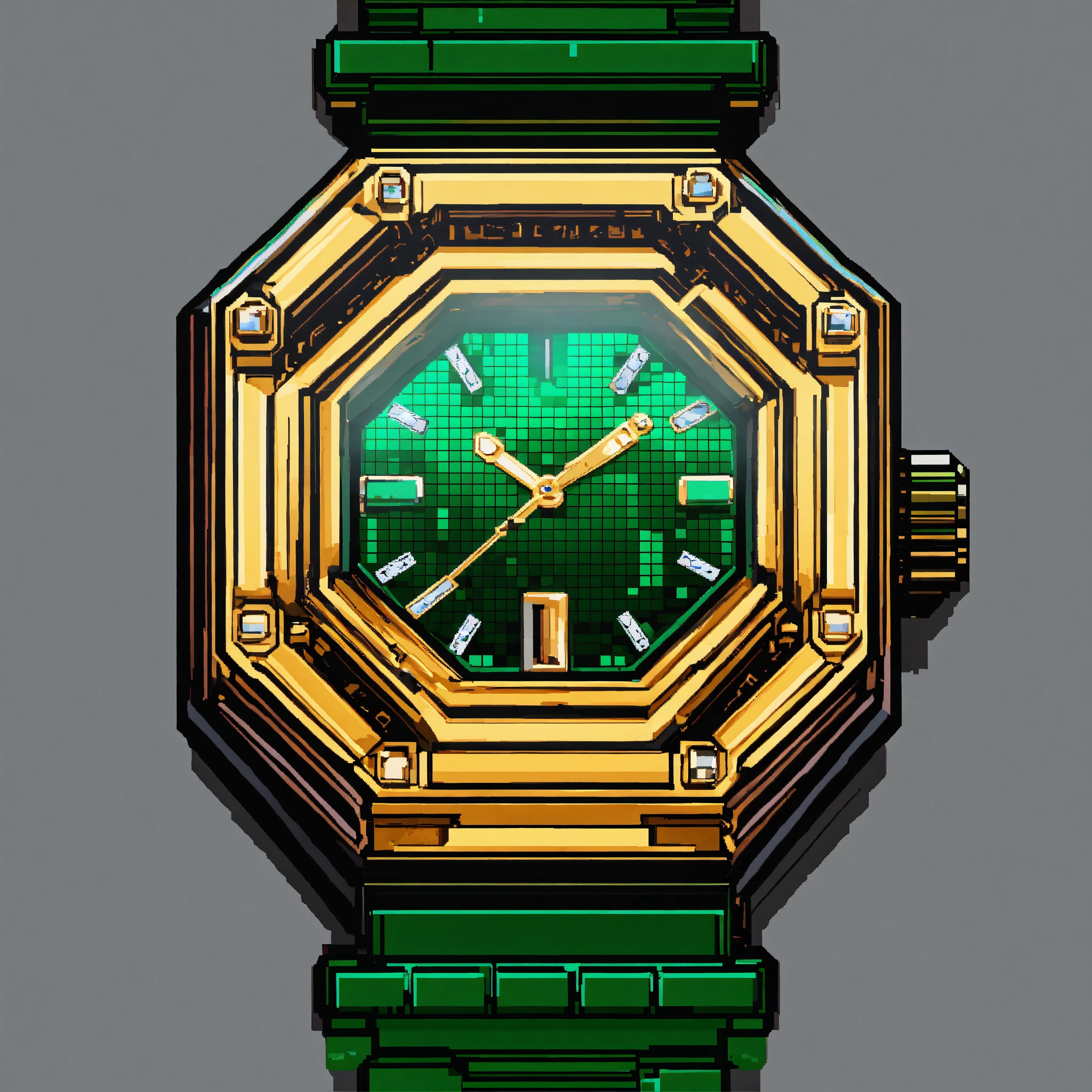 Lexica - Pixel art of an iced out emerald luxury watch with blank ...
