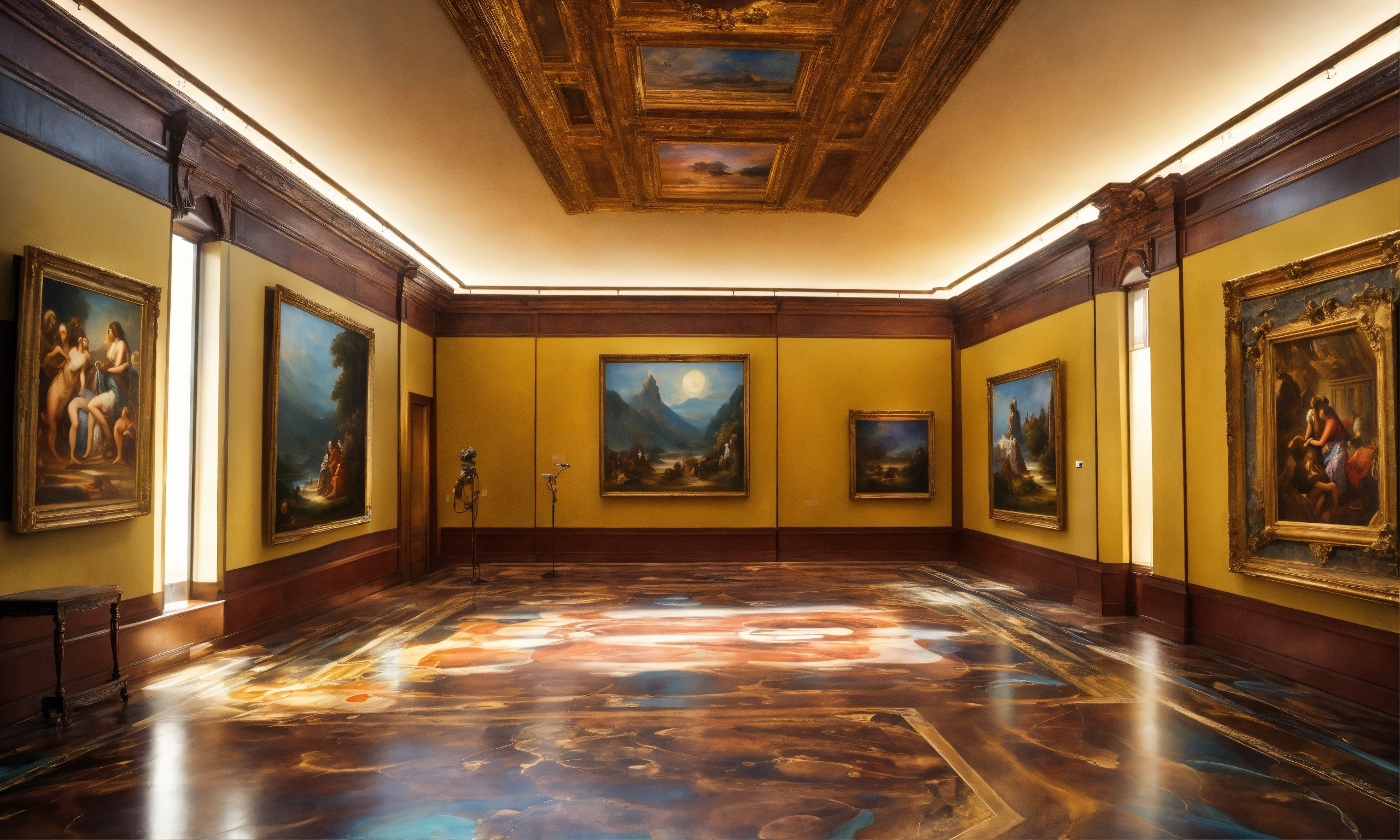 Lexica - Hyperrealistic Interior of futuristic art gallery with three ...