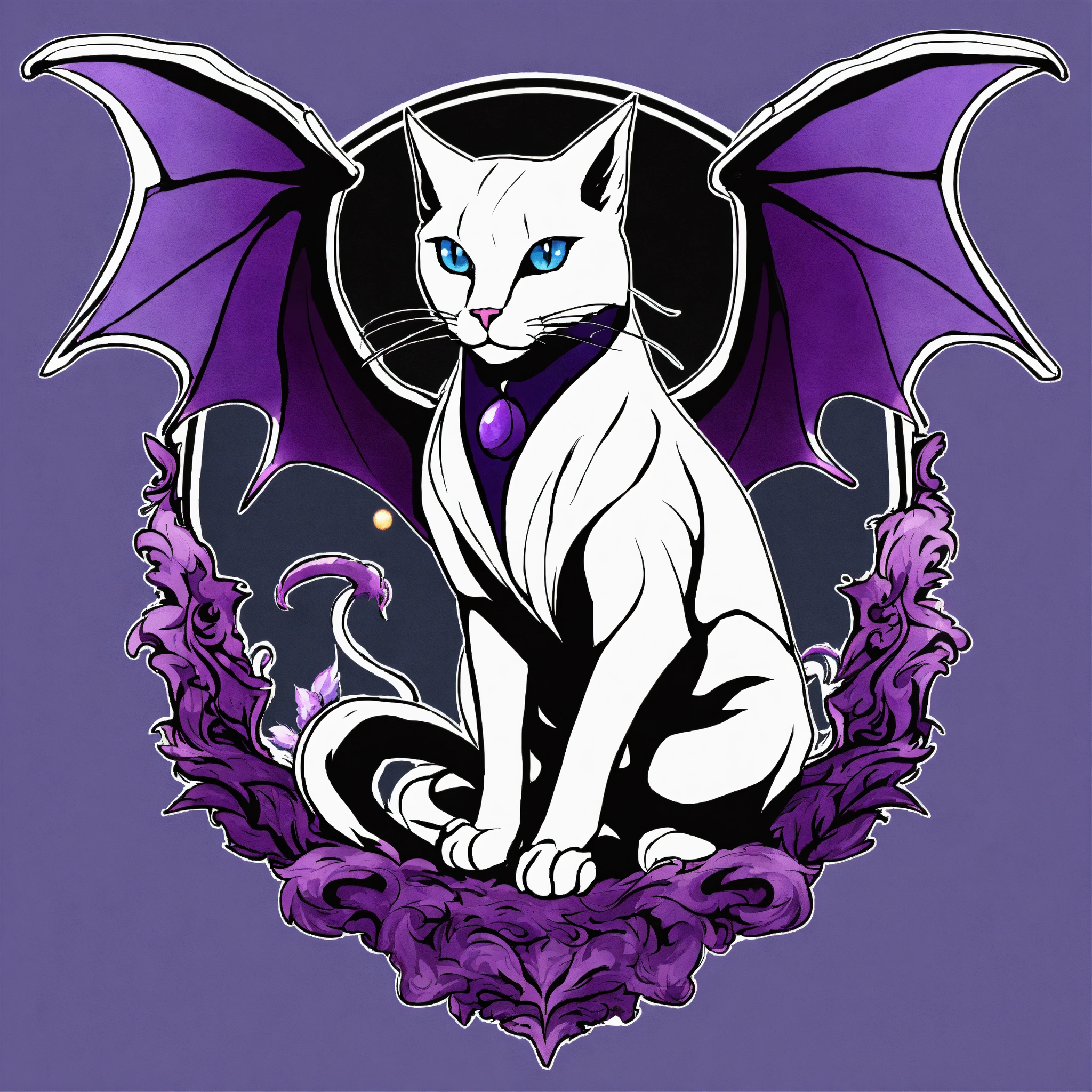 Lexica - White Black purple Dragon Cat with wings the wizard, fantasy ...