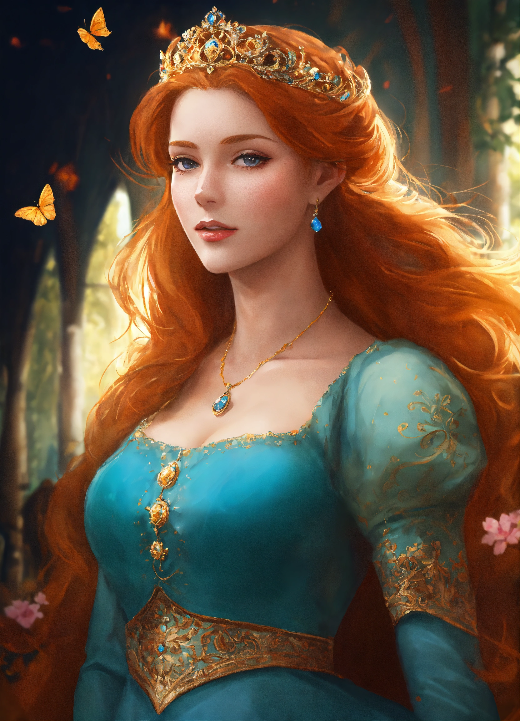 Lexica - Princesse rousse qui hésite à embrasser un prince