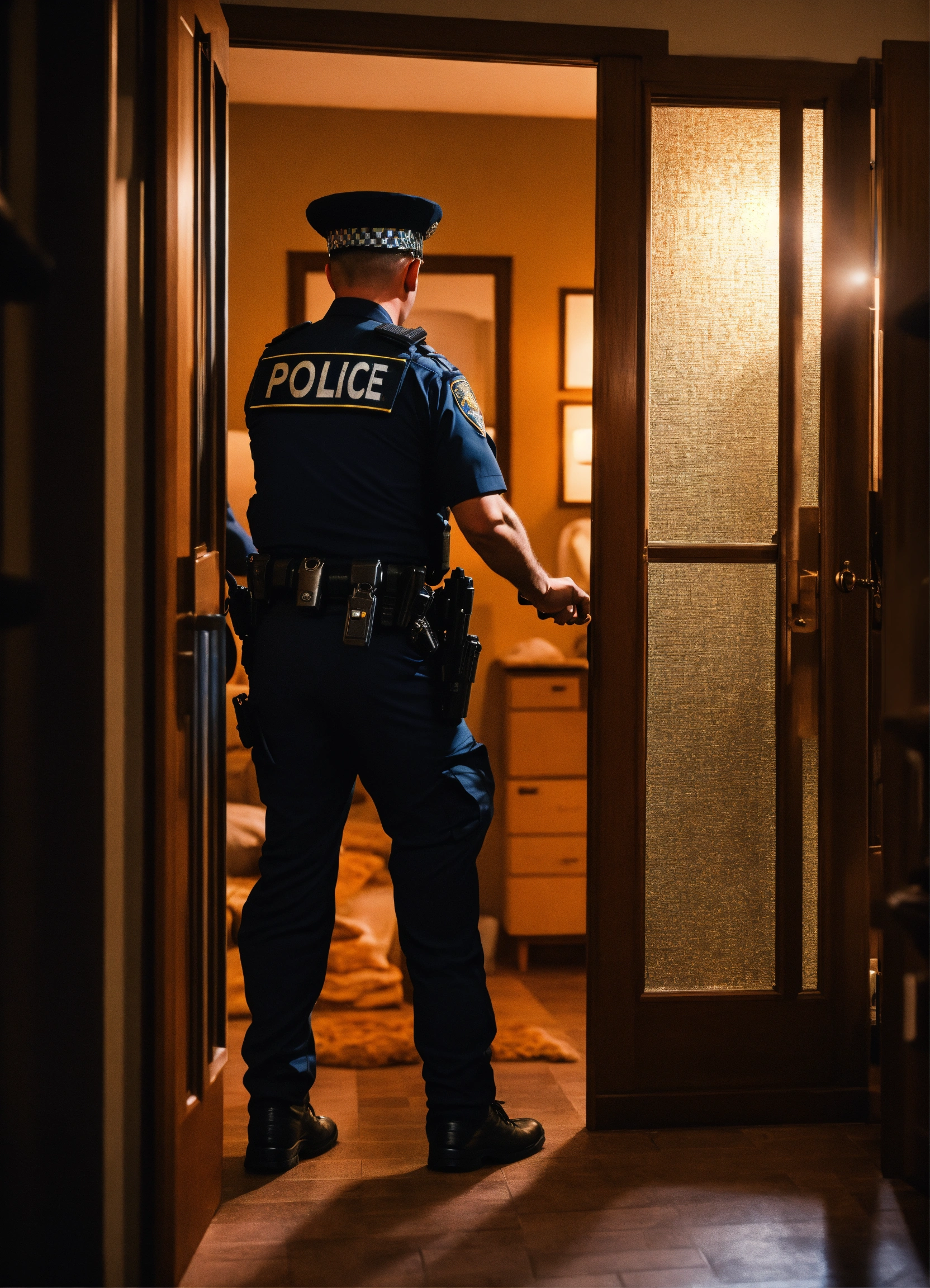 Lexica - Police men arresting a man from his home, getting out of the ...