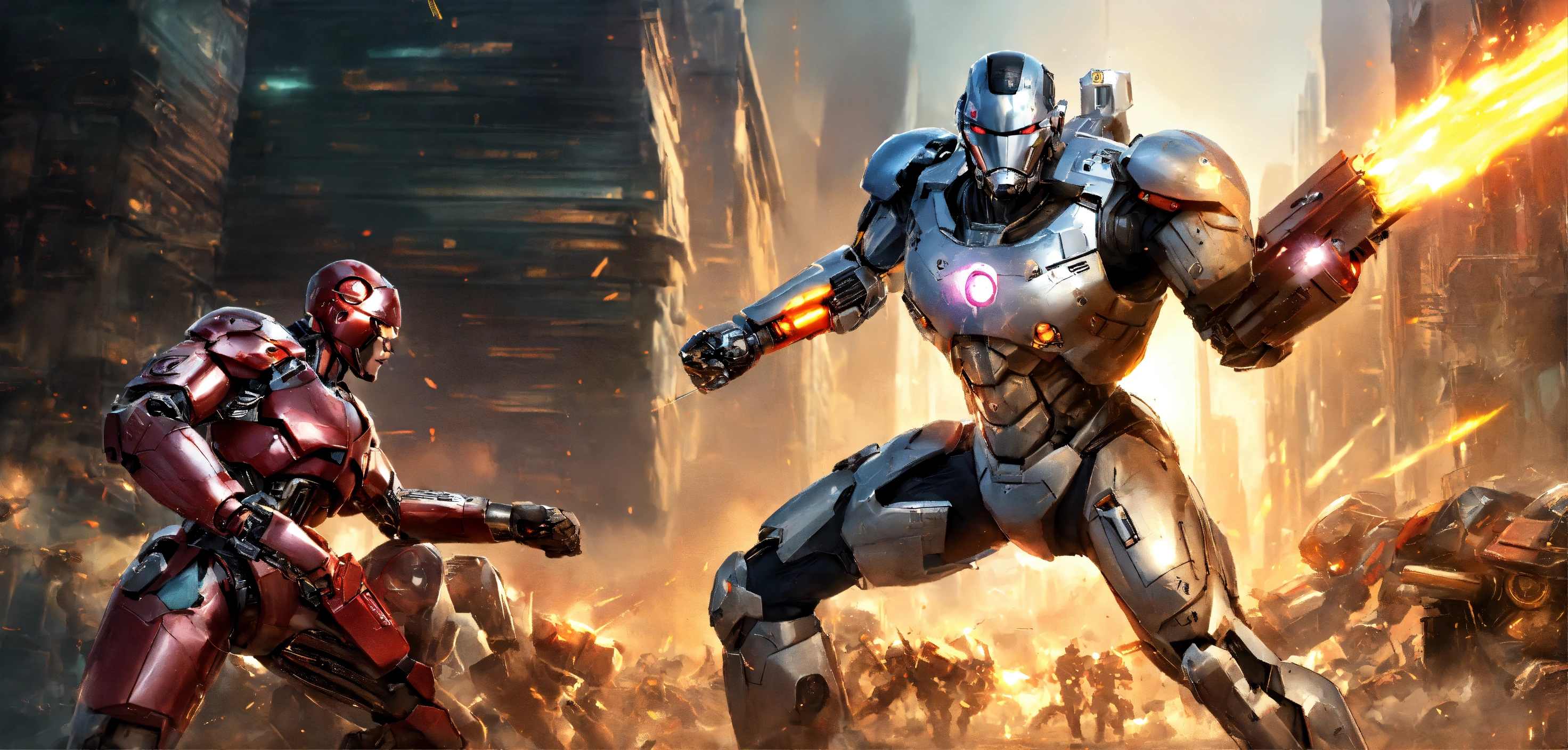 Lexica - Cyborg vs android, battle, war, intimidating