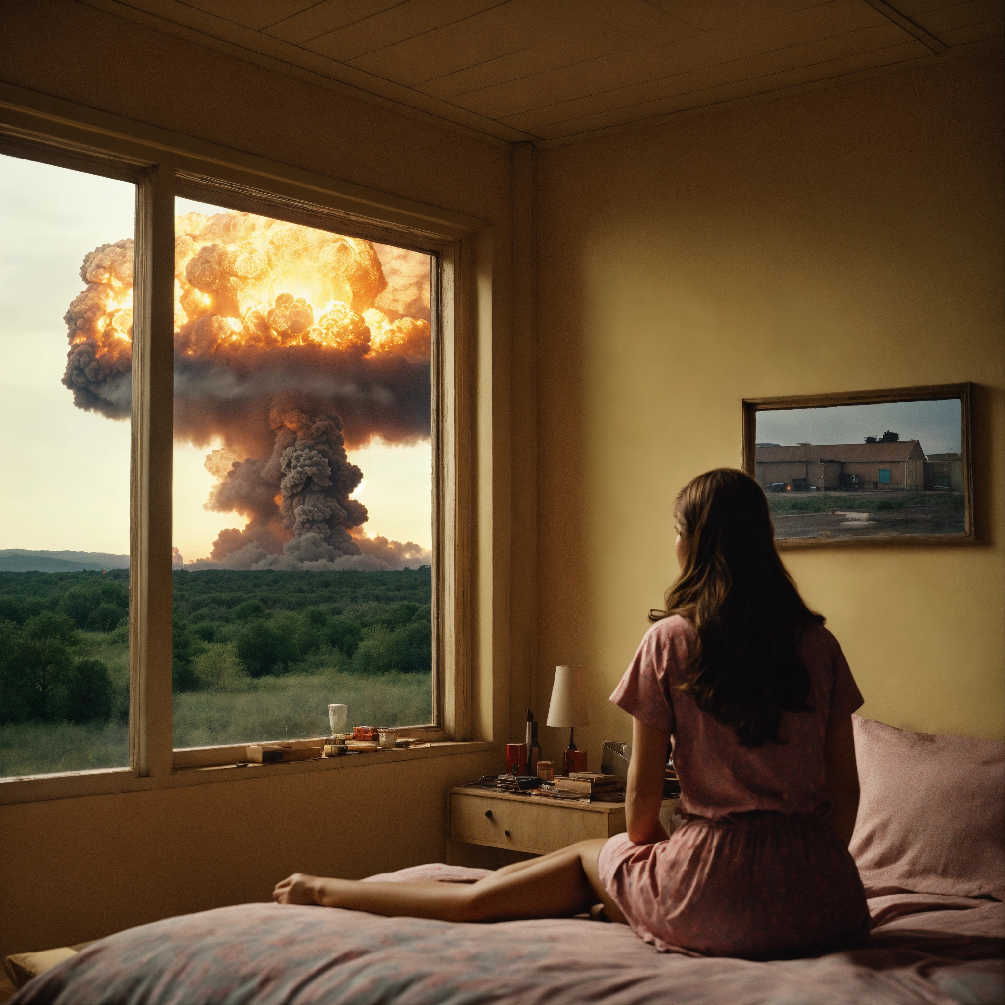 Lexica - A photograph of a woman with long brown hair watching a ...