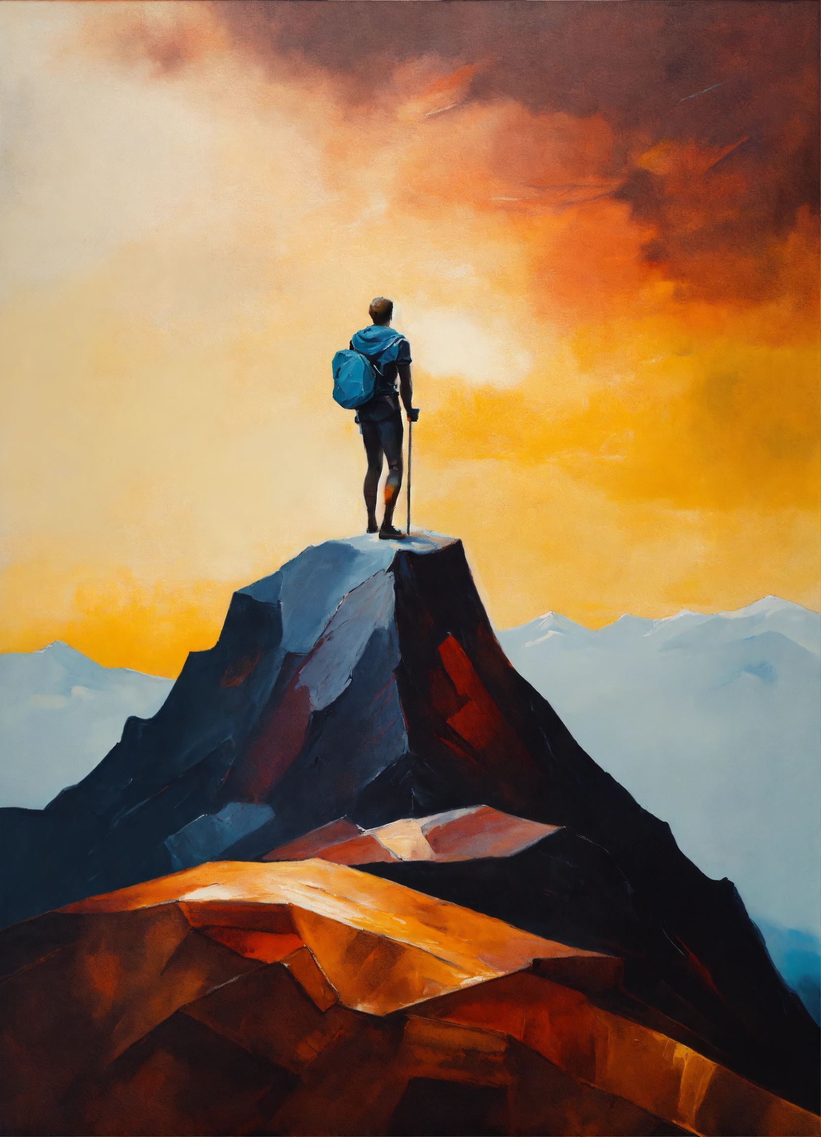Lexica - Abstract and minimalist oil painting of human figure on a ...